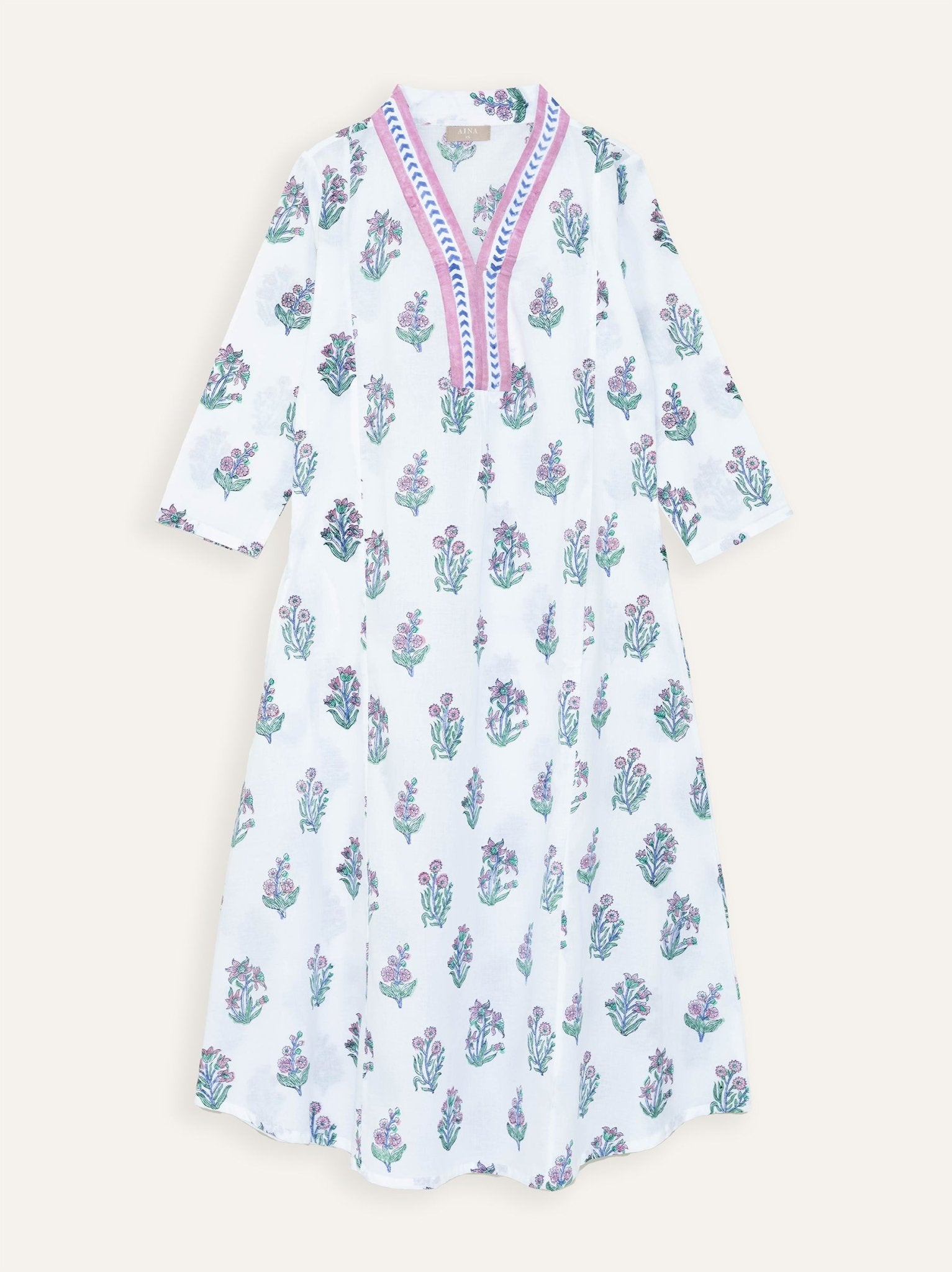 Nima Cotton Block Printed A - Line Kurta - AINA