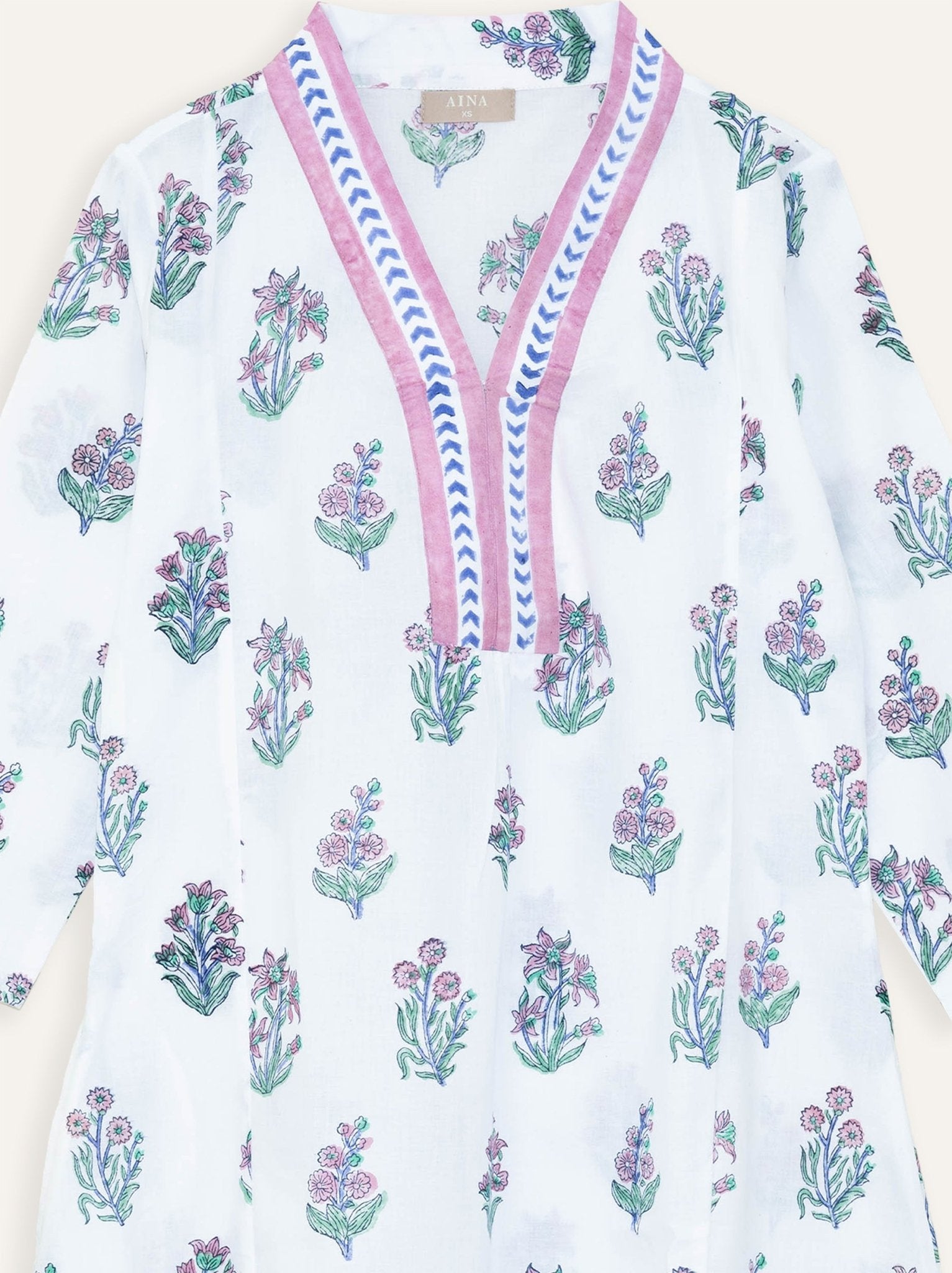 Nima Cotton Block Printed A - Line Kurta - AINA