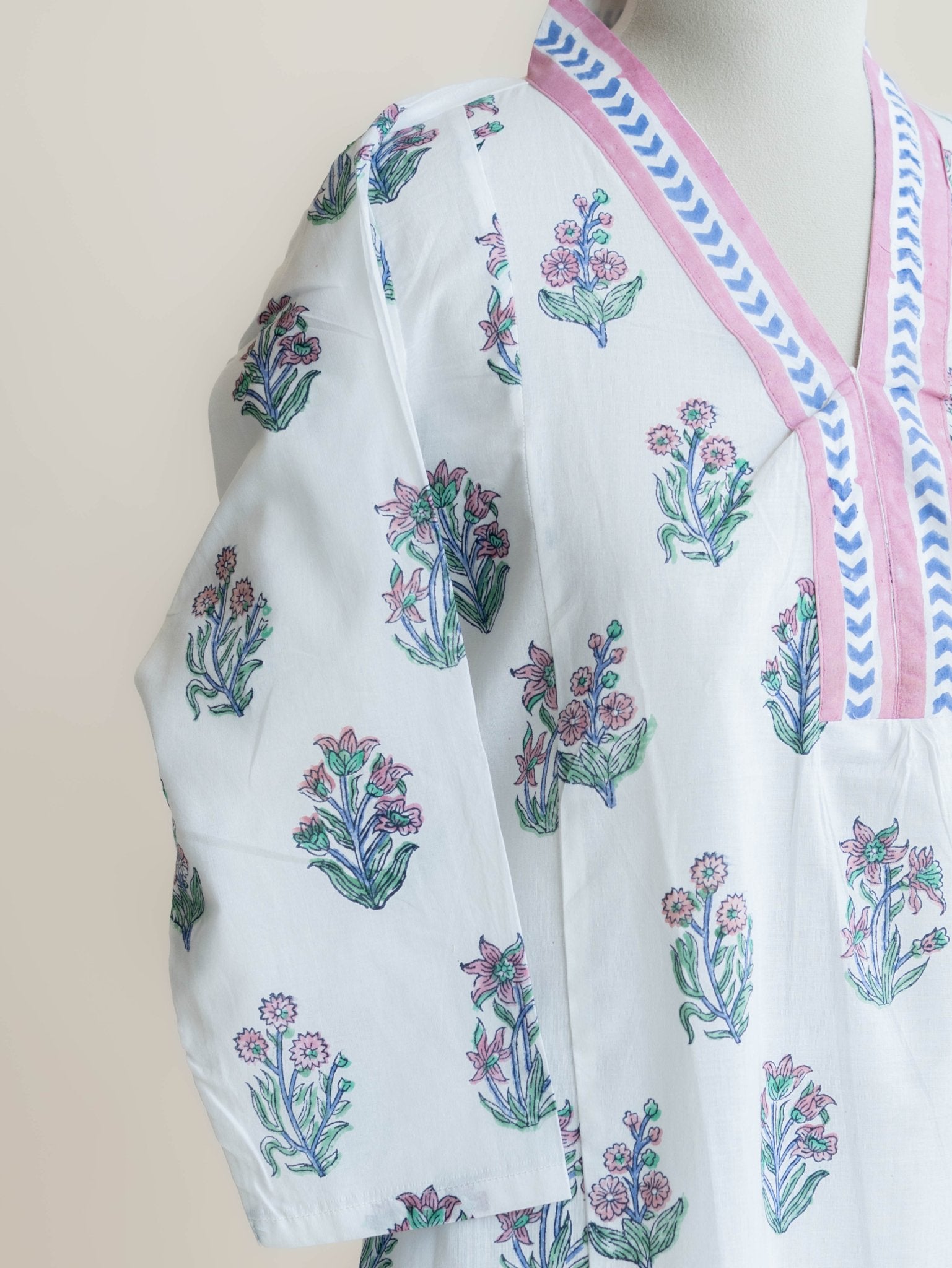 Nima Cotton Block Printed A - Line Kurta - AINA