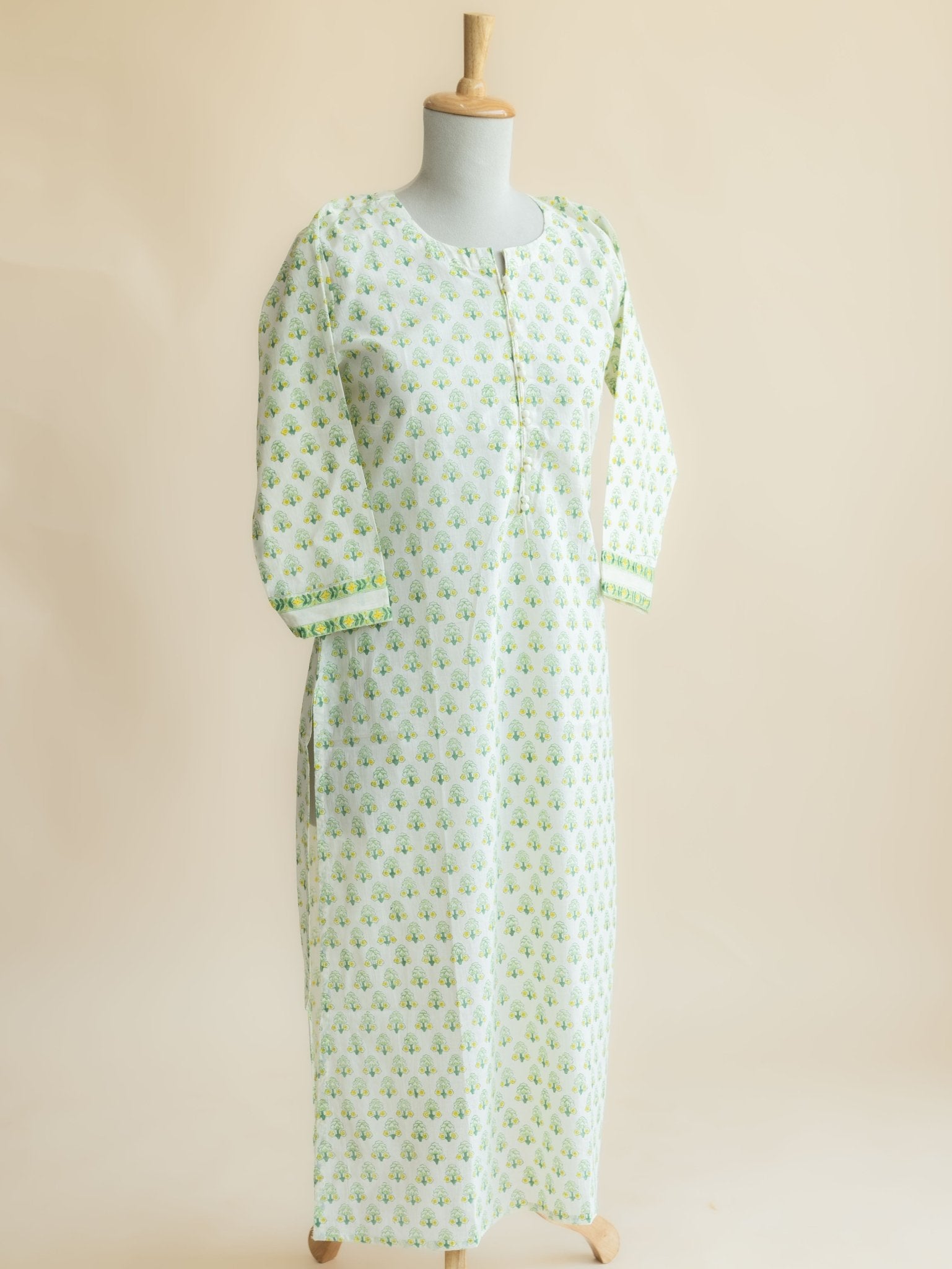 Nirvani Cotton Block Printed Straight Kurta - AINA