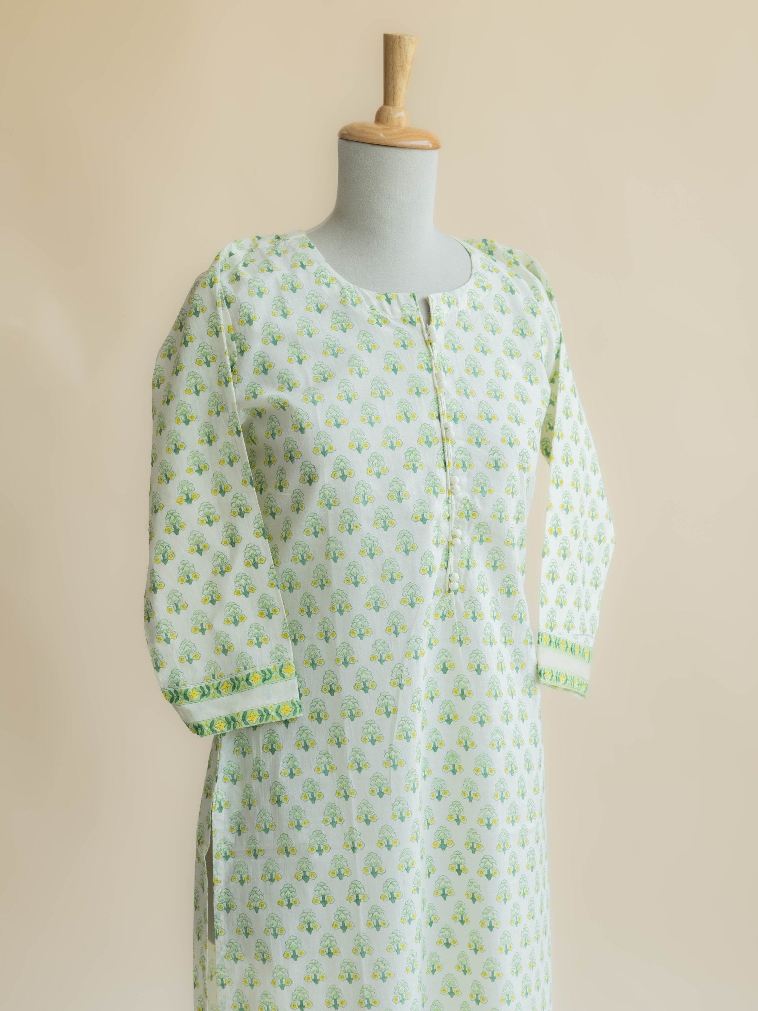 Nirvani Cotton Block Printed Straight Kurta - AINA