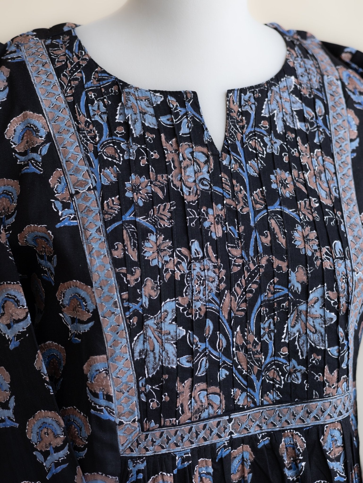 Nitara Cotton Block Printed A - Line Kurta - AINA