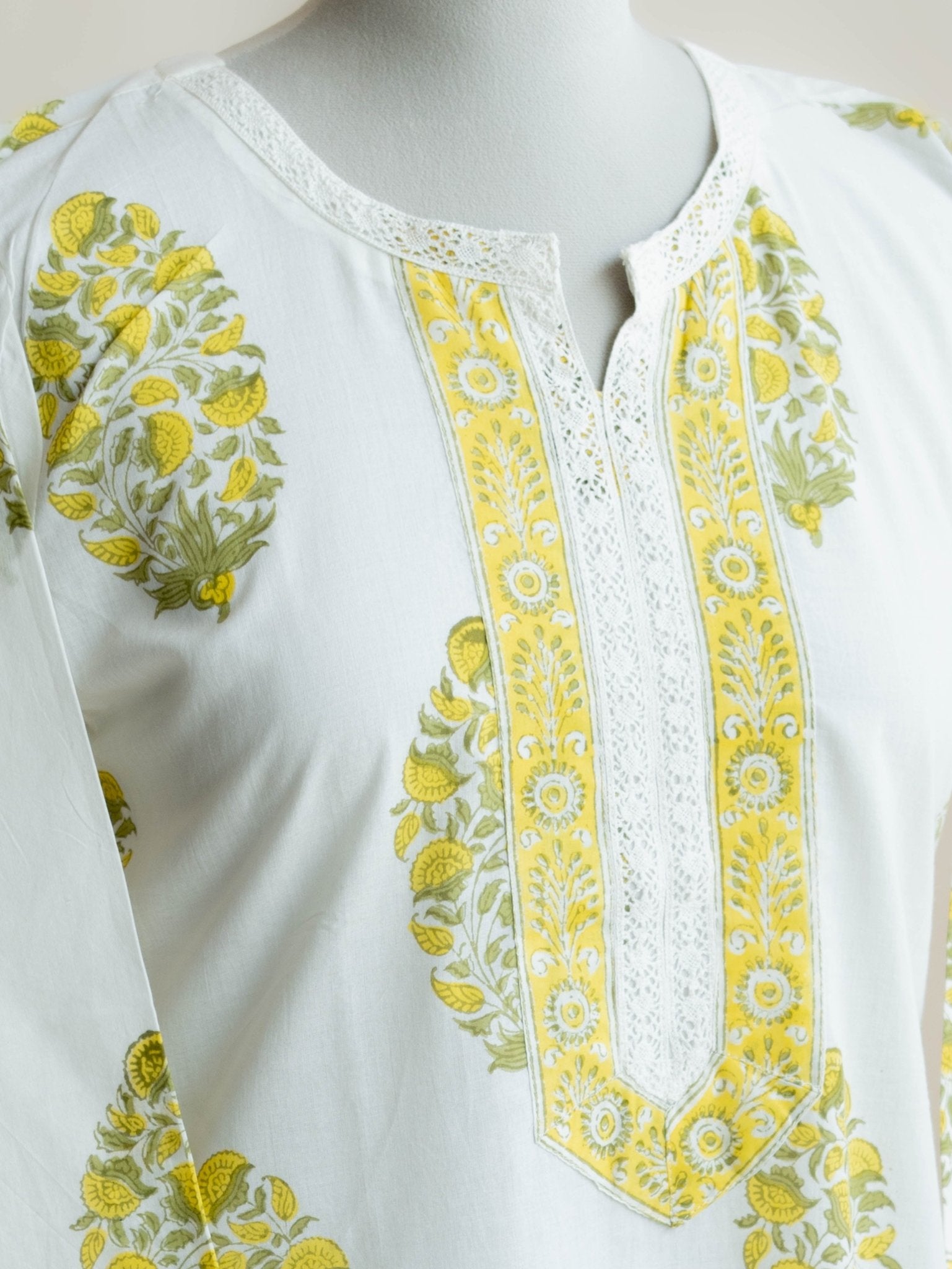 Nitara Cotton Block Printed Straight Kurta - AINA