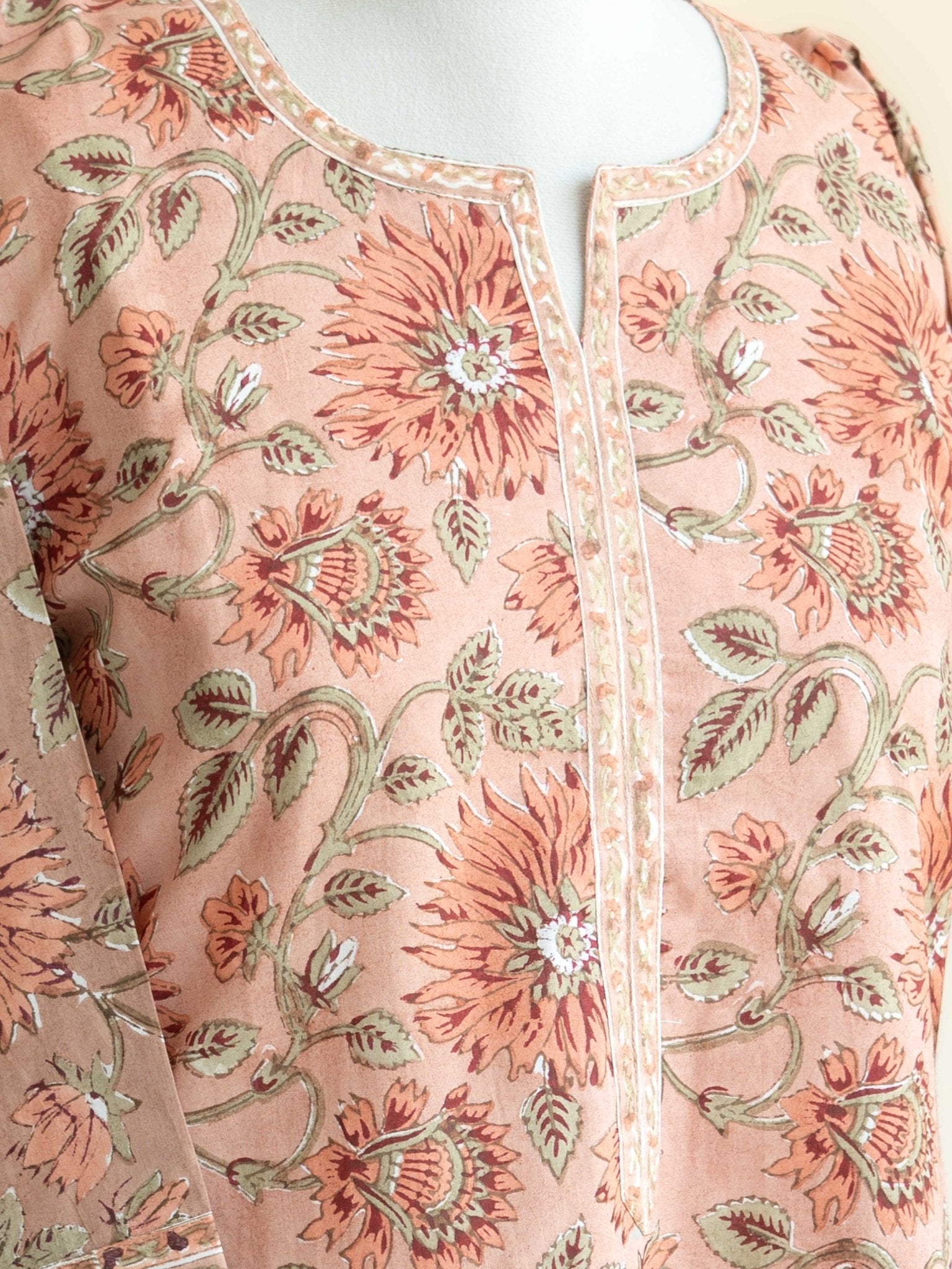 Nithila Cotton Block Printed Straight Kurta - AINA