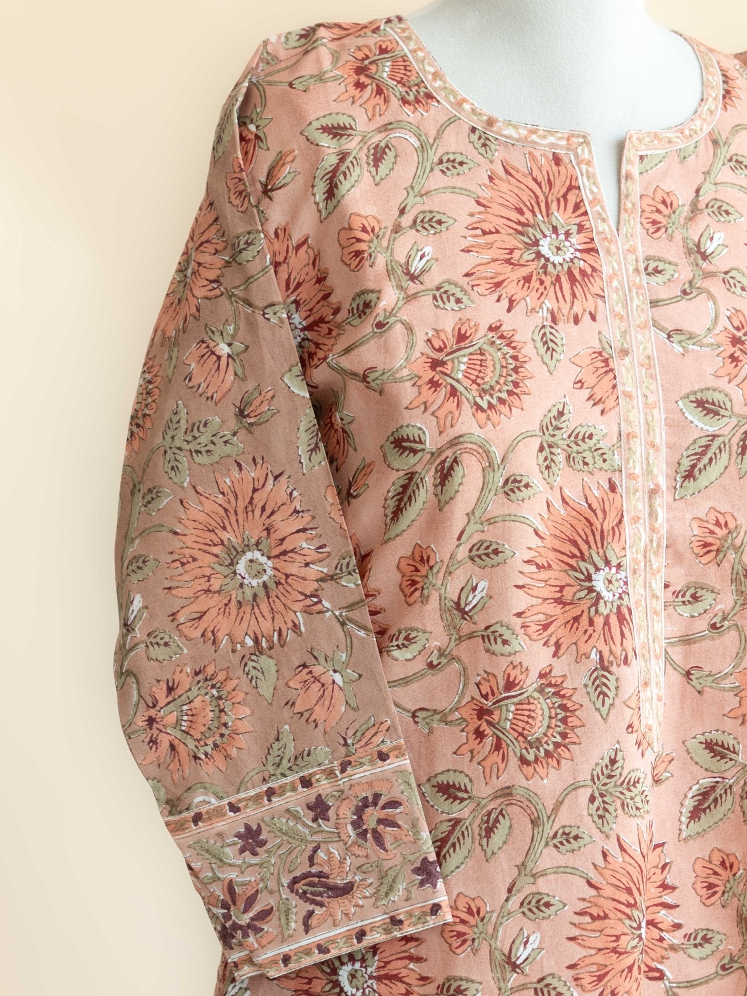 Nithila Cotton Block Printed Straight Kurta - AINA