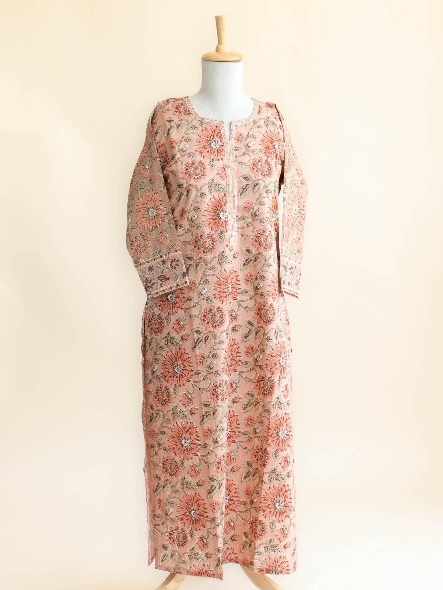 Nithila Cotton Block Printed Straight Kurta - AINA