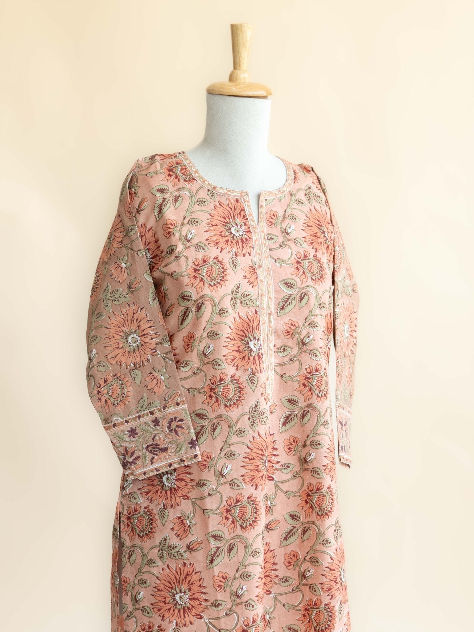 Nithila Cotton Block Printed Straight Kurta - AINA