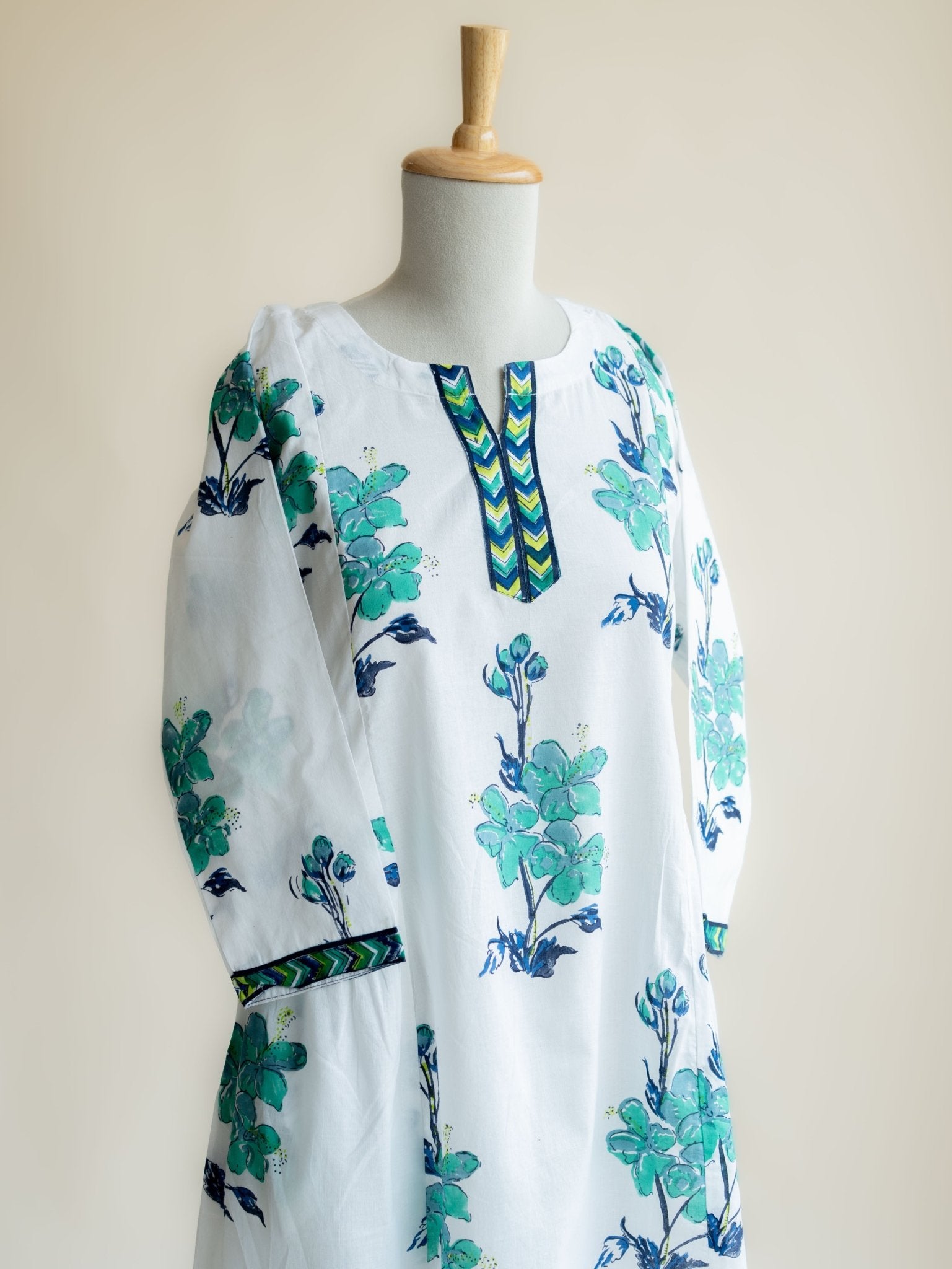 Nithya Cotton Block Printed A - Line Kurta - AINA