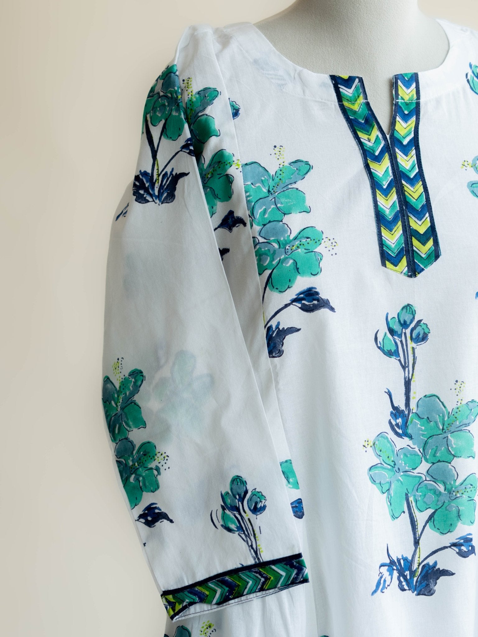 Nithya Cotton Block Printed A - Line Kurta - AINA