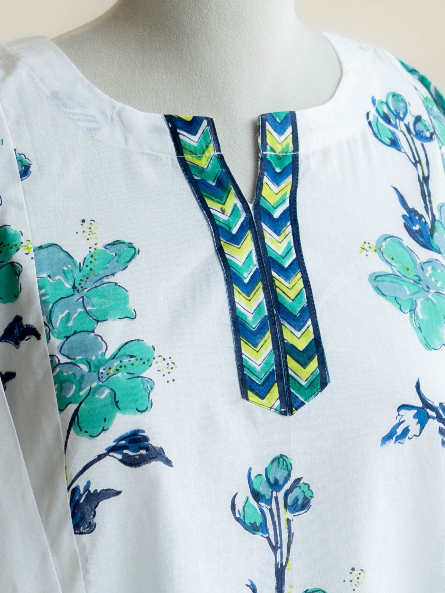 Nithya Cotton Block Printed A - Line Kurta - AINA