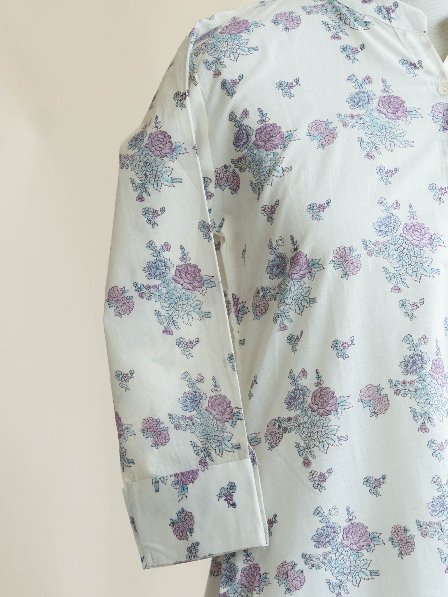 Niti Cotton Block Printed A - Line Kurta - AINA