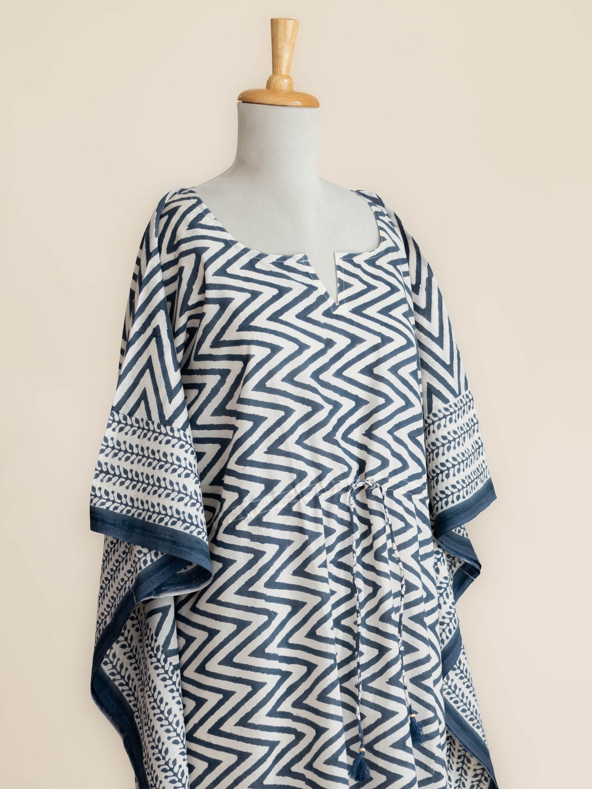 Nivara Cotton Block Printed Long Kaftan - AINA