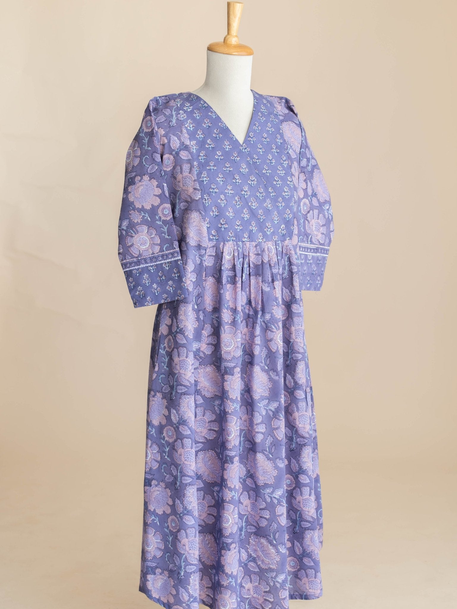 Nooha Cotton Block Printed A - Line Suit Set - AINA