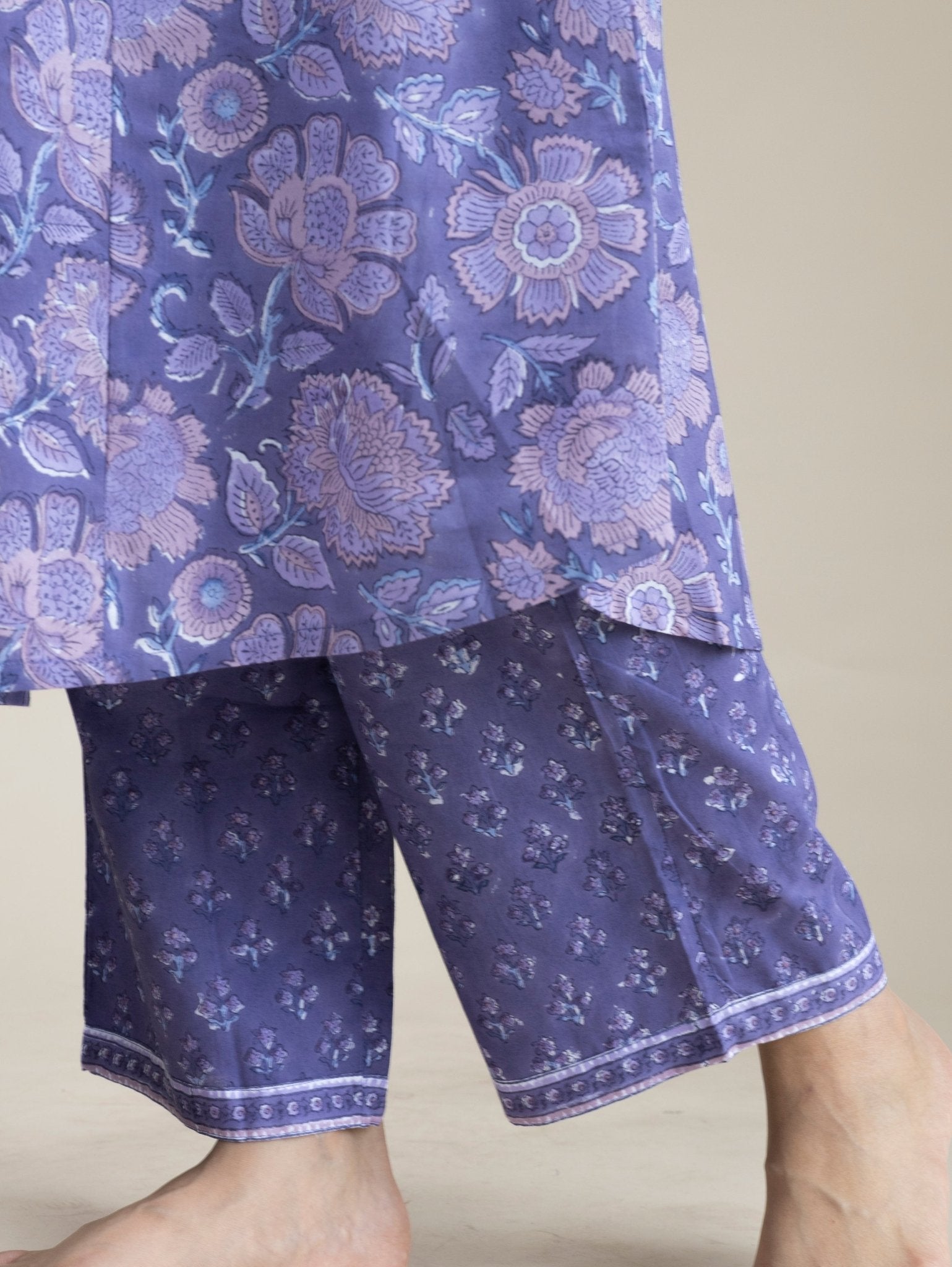 Nooha Cotton Block Printed A - Line Suit Set - AINA