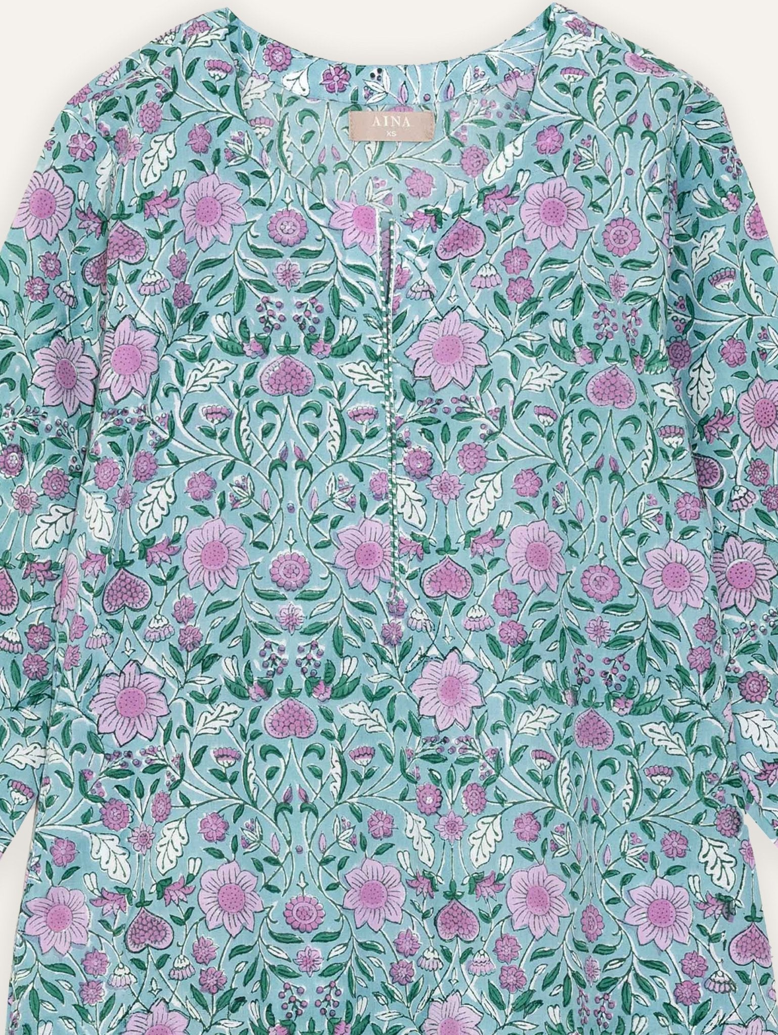 Noura Cotton Block Printed Straight Kurta - AINA