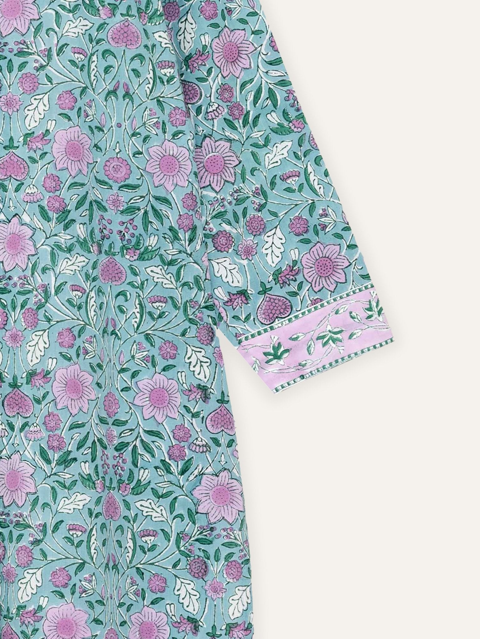 Noura Cotton Block Printed Straight Kurta - AINA