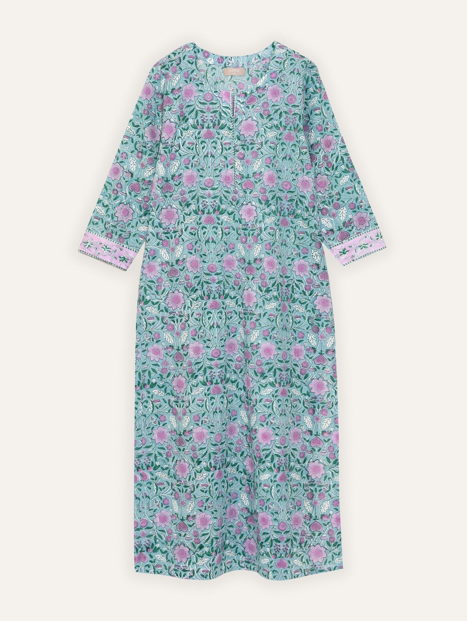 Noura Cotton Block Printed Straight Kurta - AINA