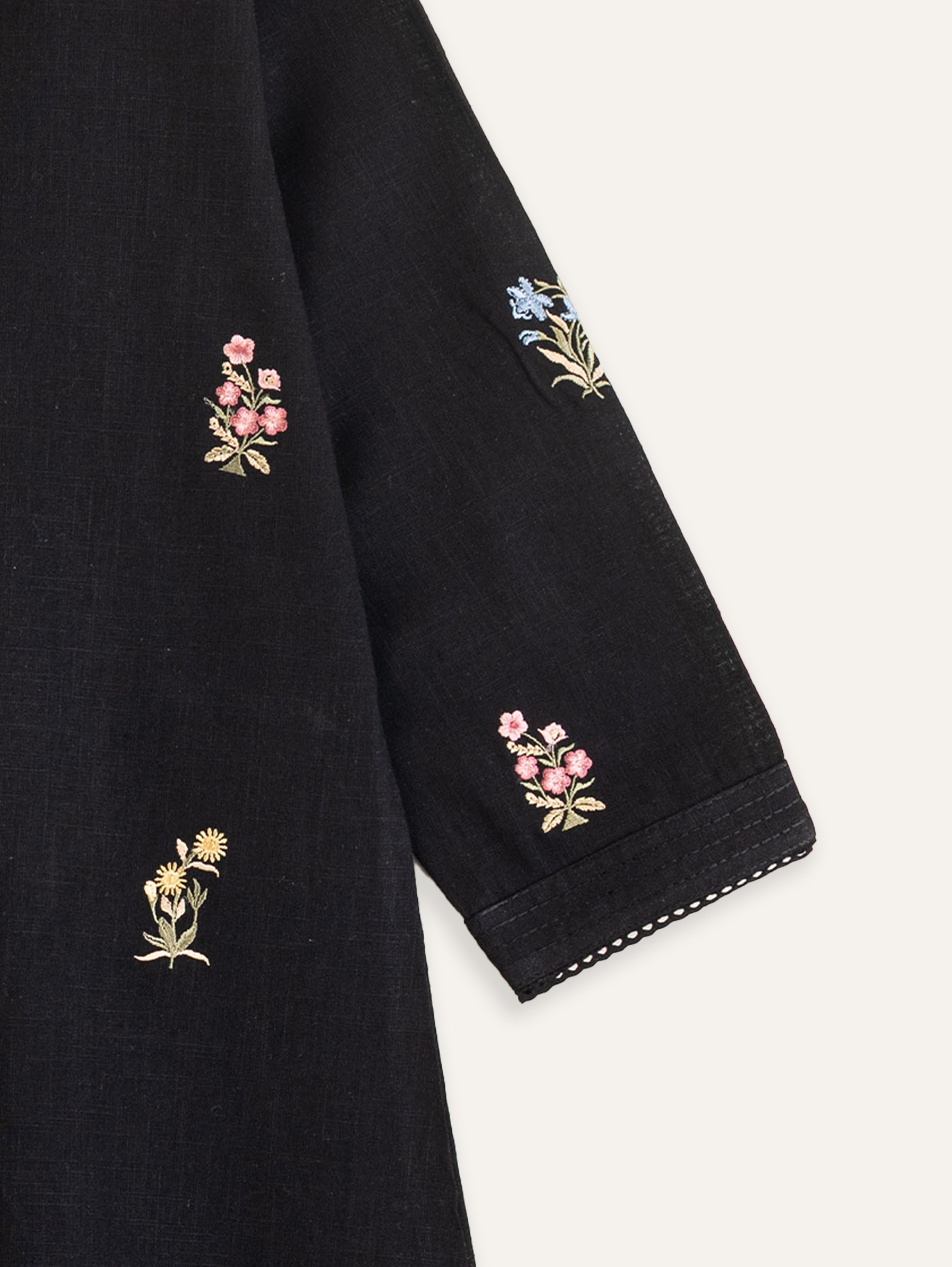 Rakshitha Cotton Flax Embroidered A-Line Kurta