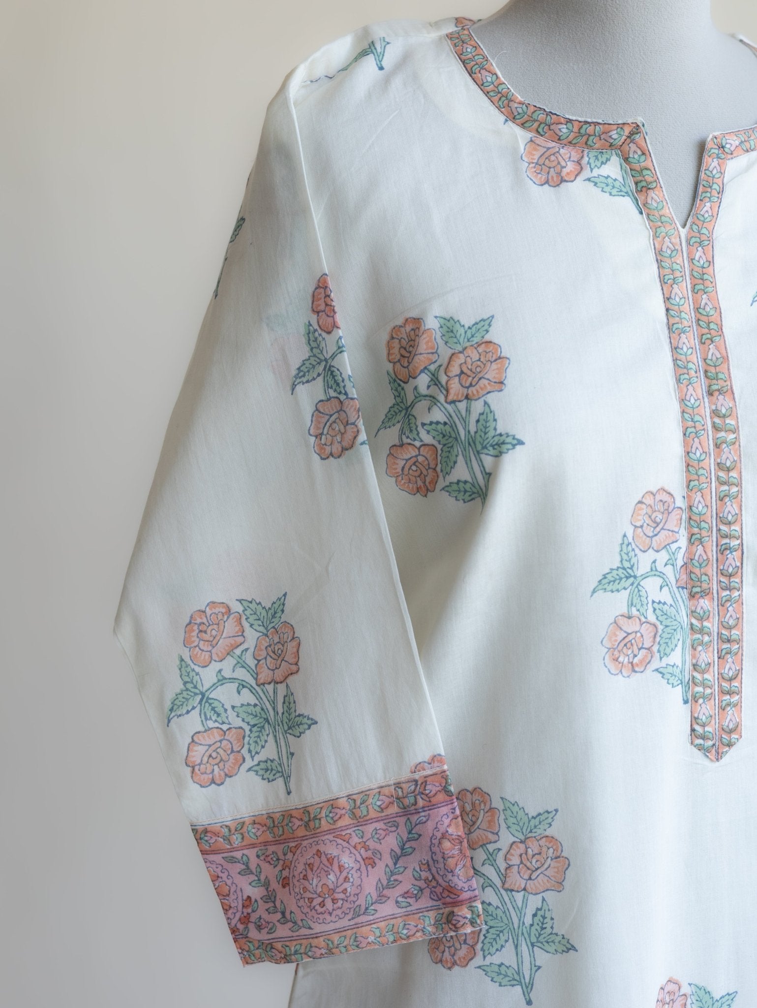 Parina Cotton Block Printed Straight Kurta - AINA