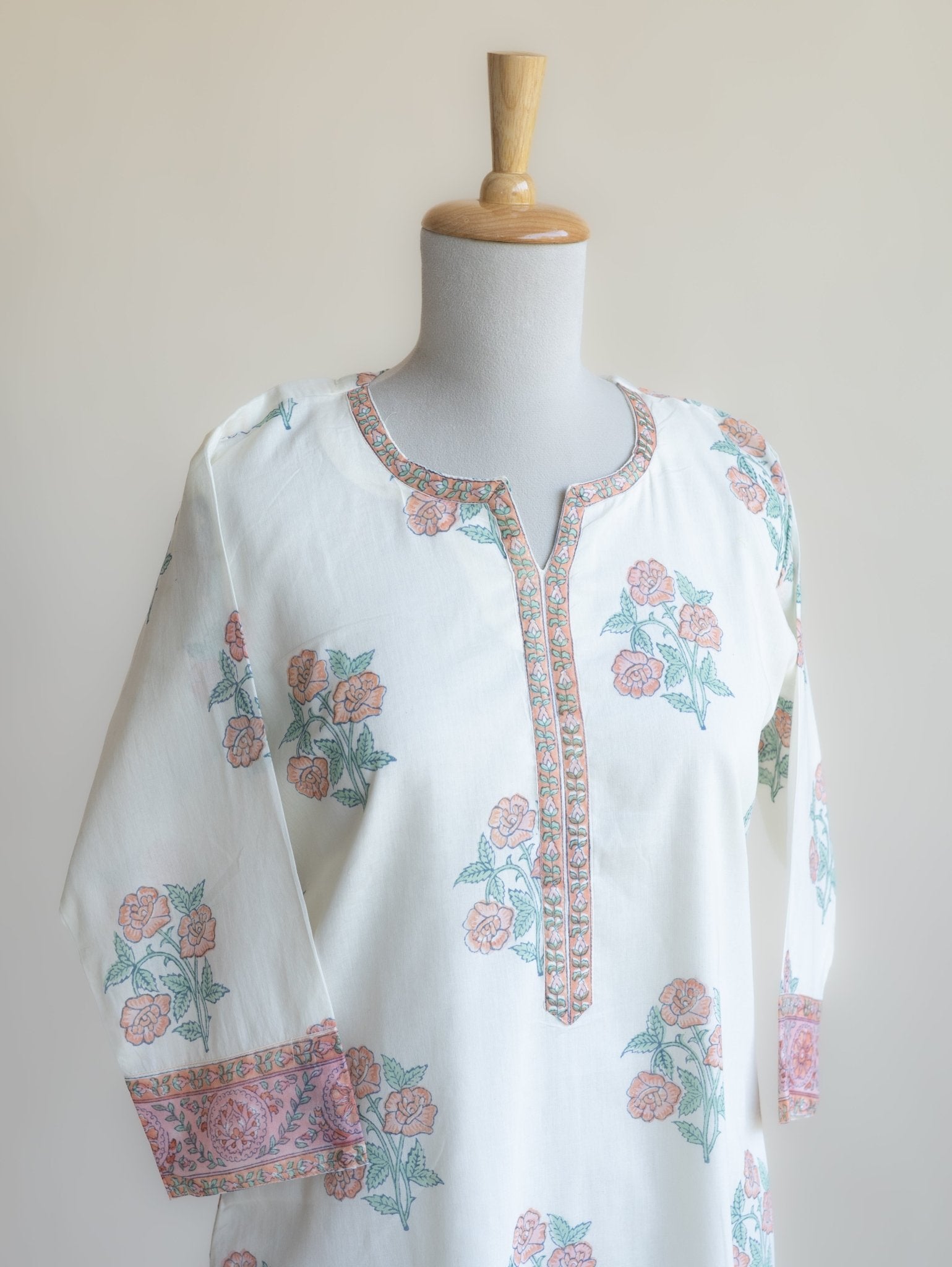 Parina Cotton Block Printed Straight Kurta - AINA