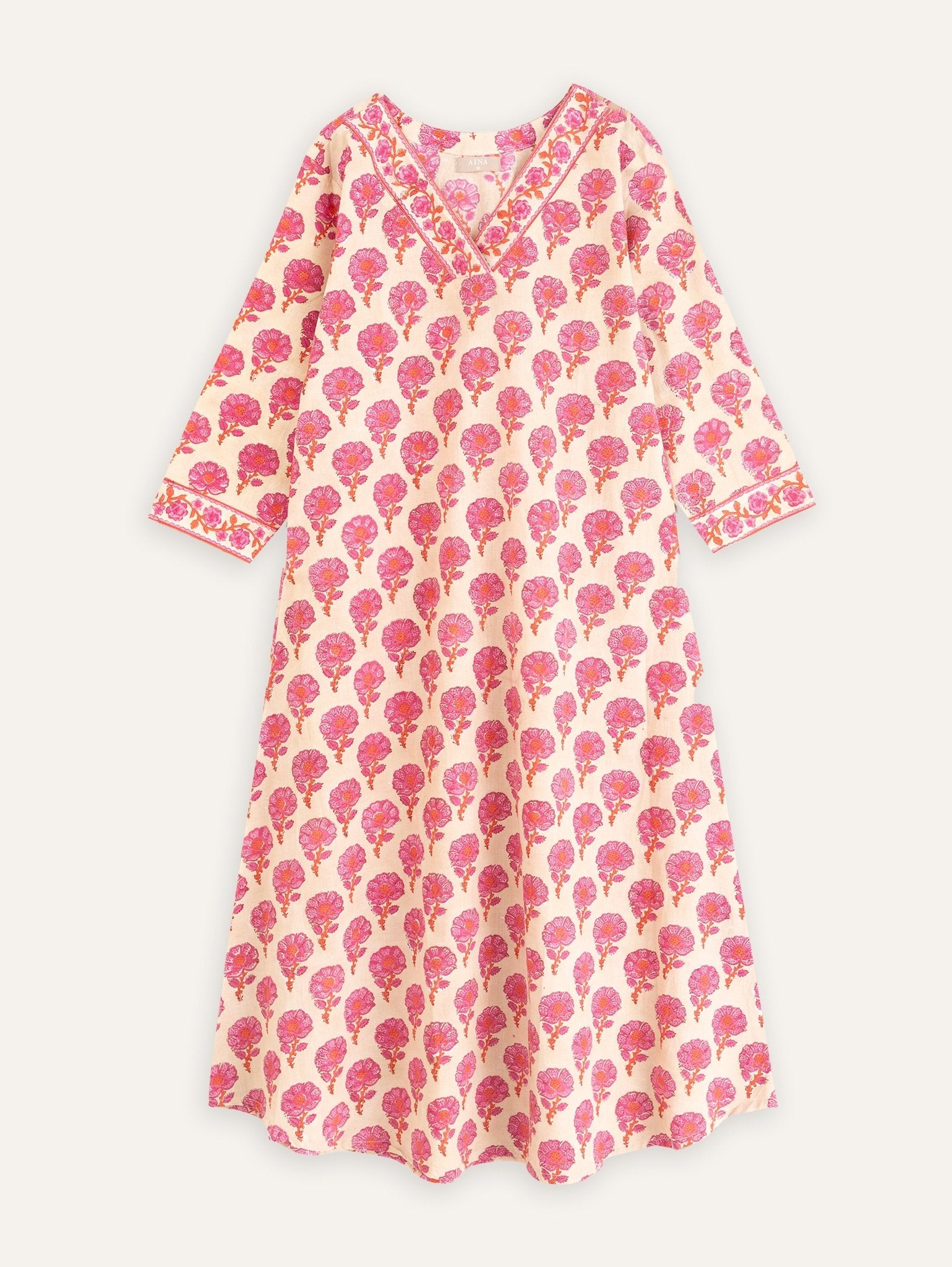 Poonam Cotton Block Printed A - Line Kurta - AINA