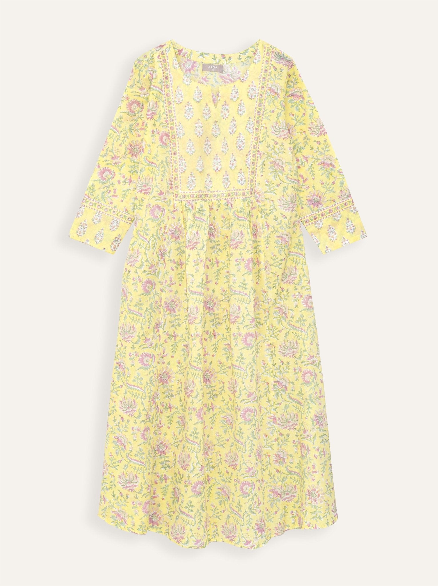 Pranali Cotton Block Printed A - Line Kurta - AINA