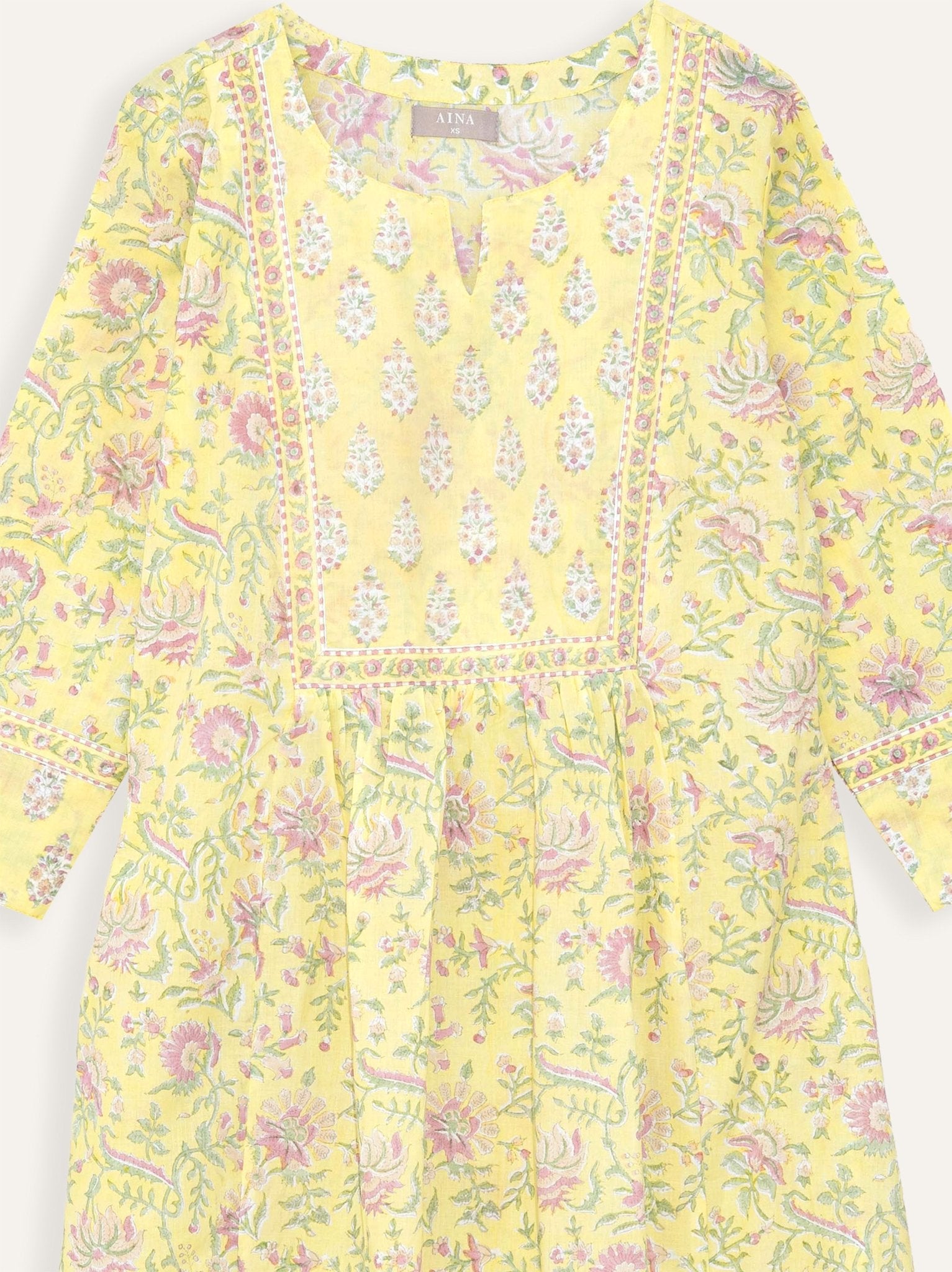 Pranali Cotton Block Printed A - Line Kurta - AINA