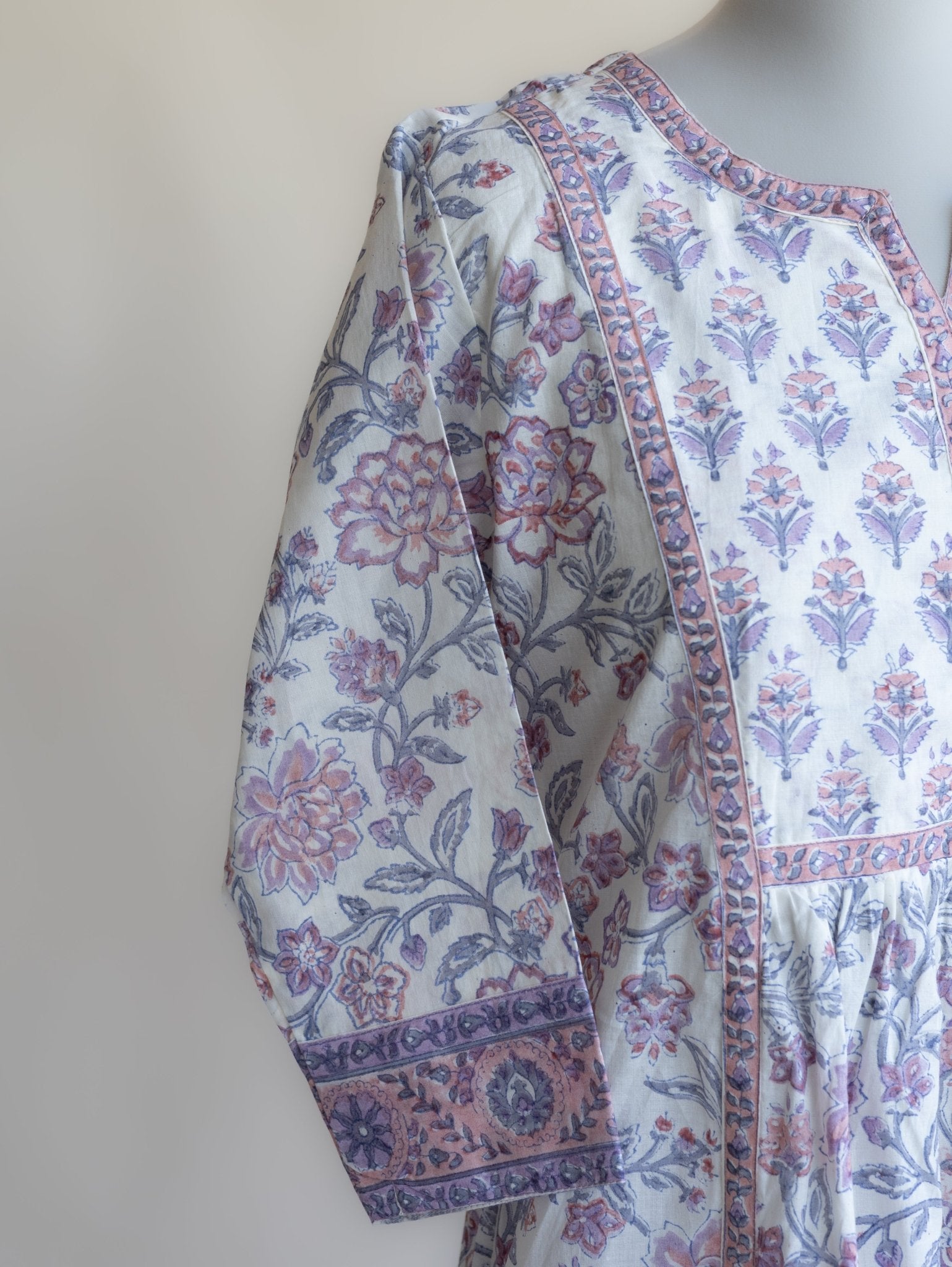 Preetha Cotton Block Printed A - Line Kurta - AINA