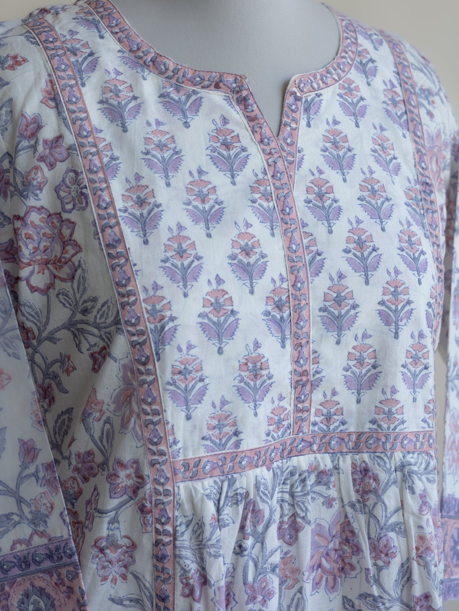 Preetha Cotton Block Printed A - Line Kurta - AINA