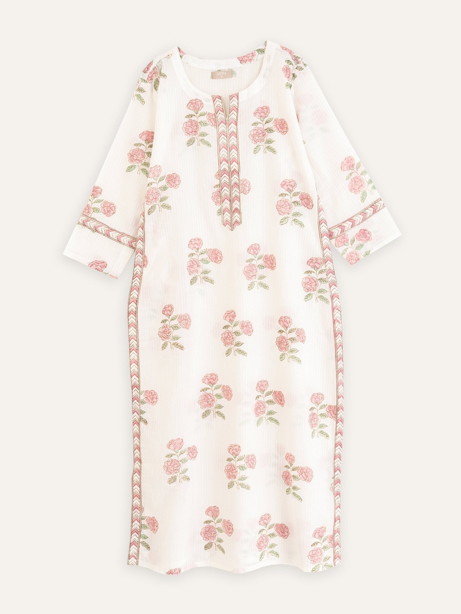 Preksha Cotton Block Printed Straight Kurta - AINA