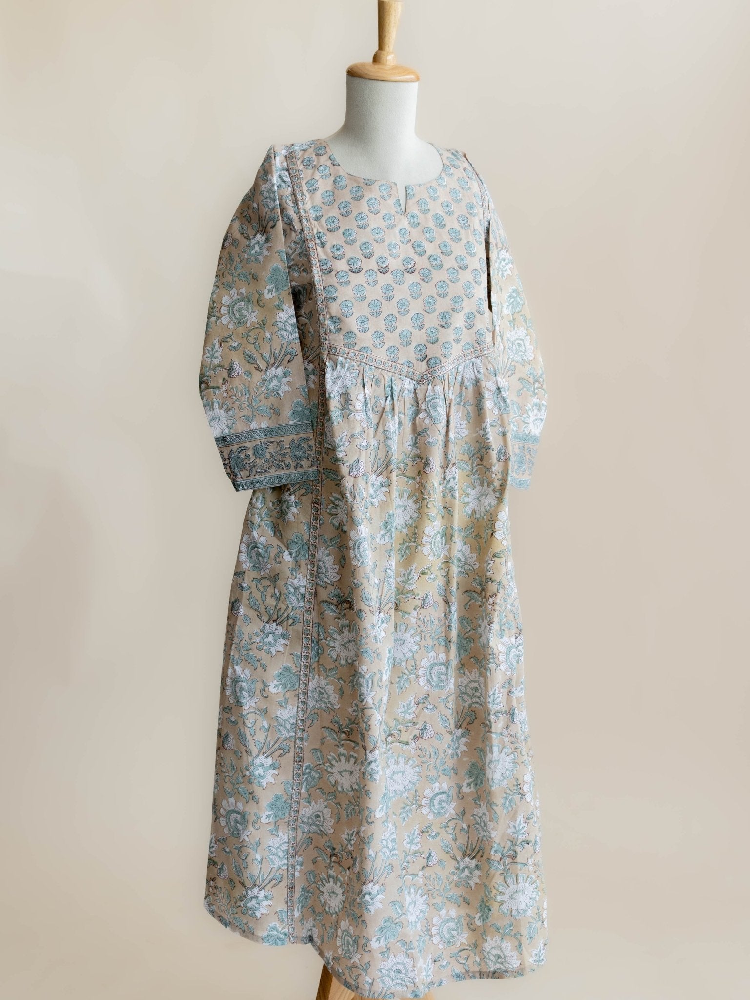 Prema Cotton Block Printed A - Line Kurta - AINA