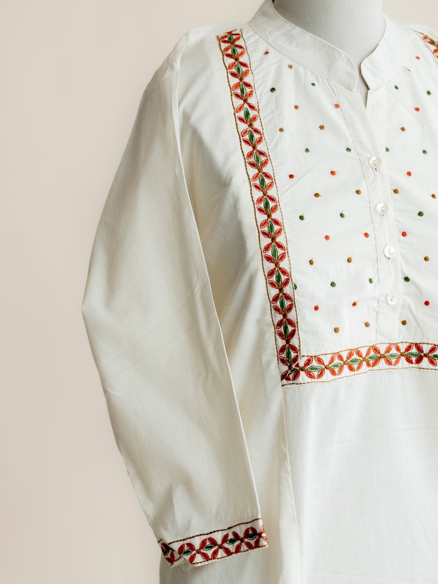 Priya Cotton Embroidered Straight Kurta - AINA