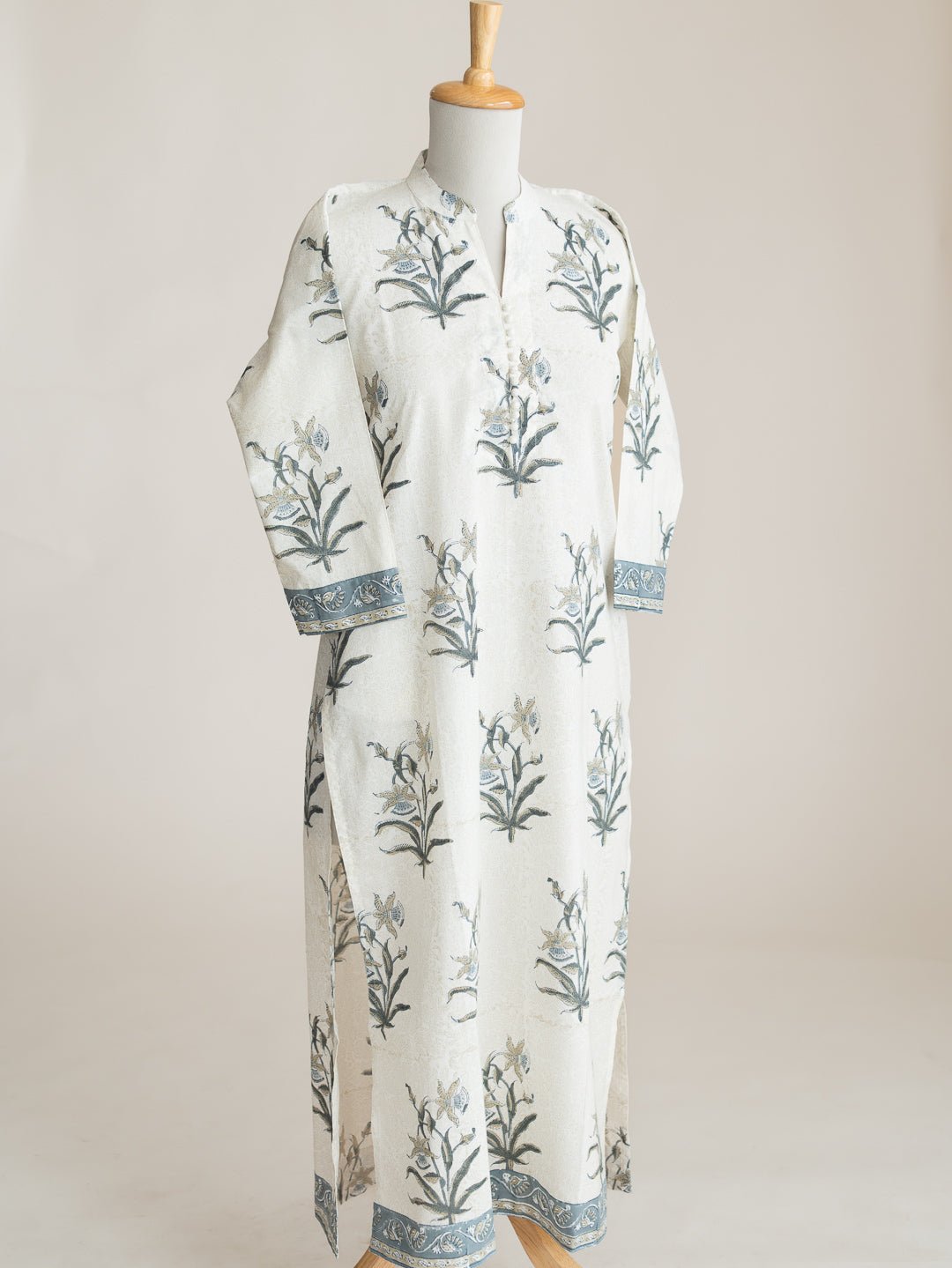 Puja Cotton Block Printed Straight Kurta - AINA