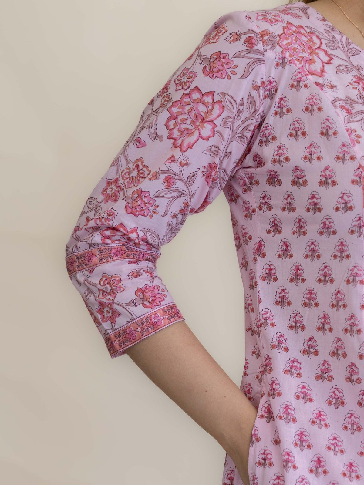 Rafa Cotton Block Printed A-Line Suit Set - AINA