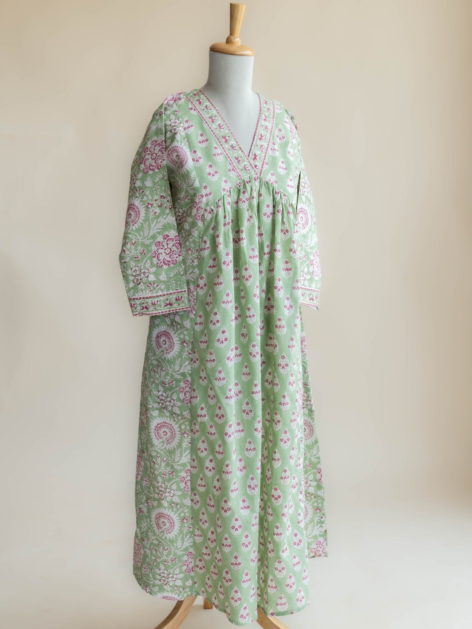 Raina Cotton Block Printed A - Line Kurta - AINA