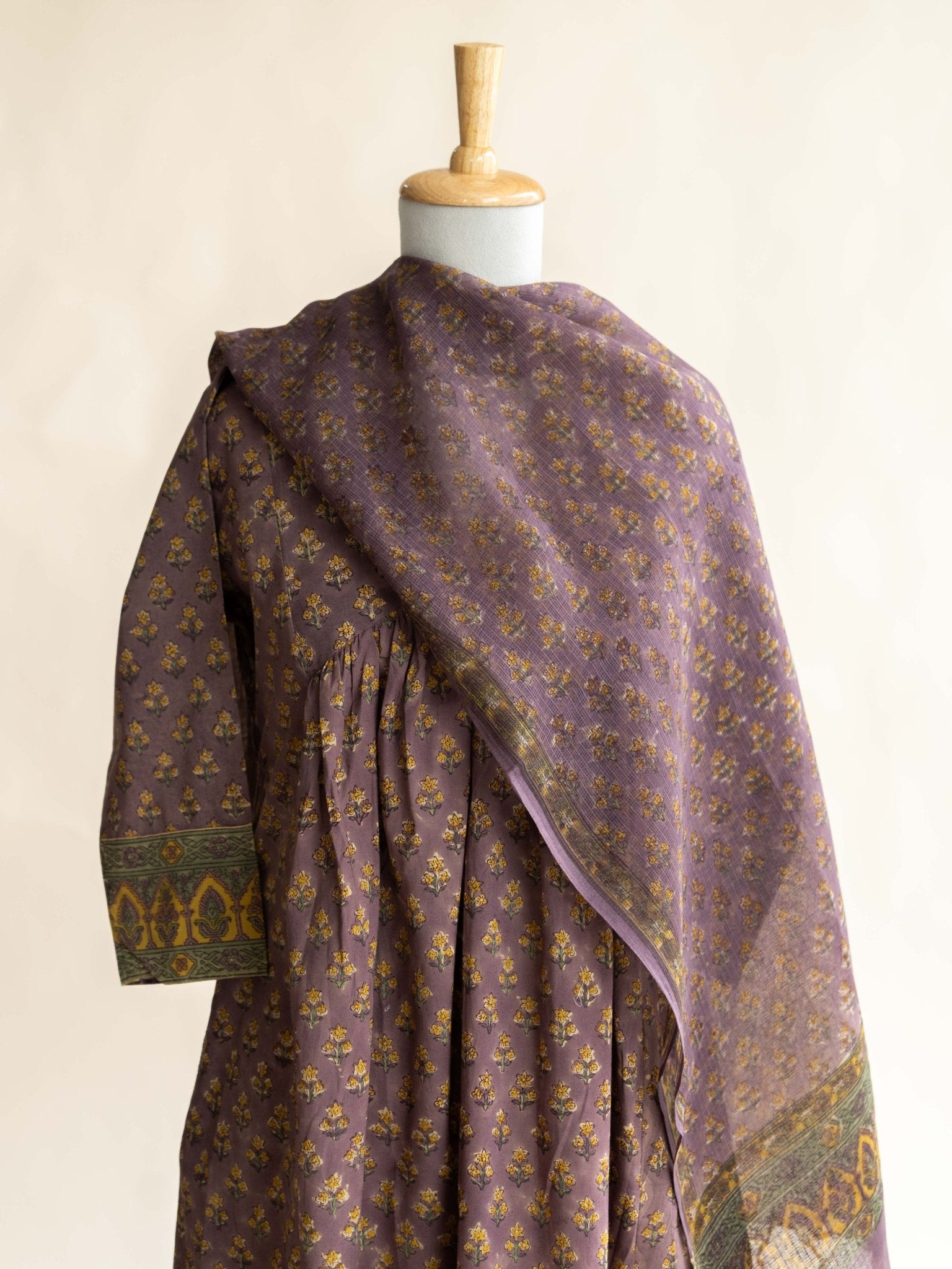 Rainah Cotton Block Printed A - Line Suit Set - AINA