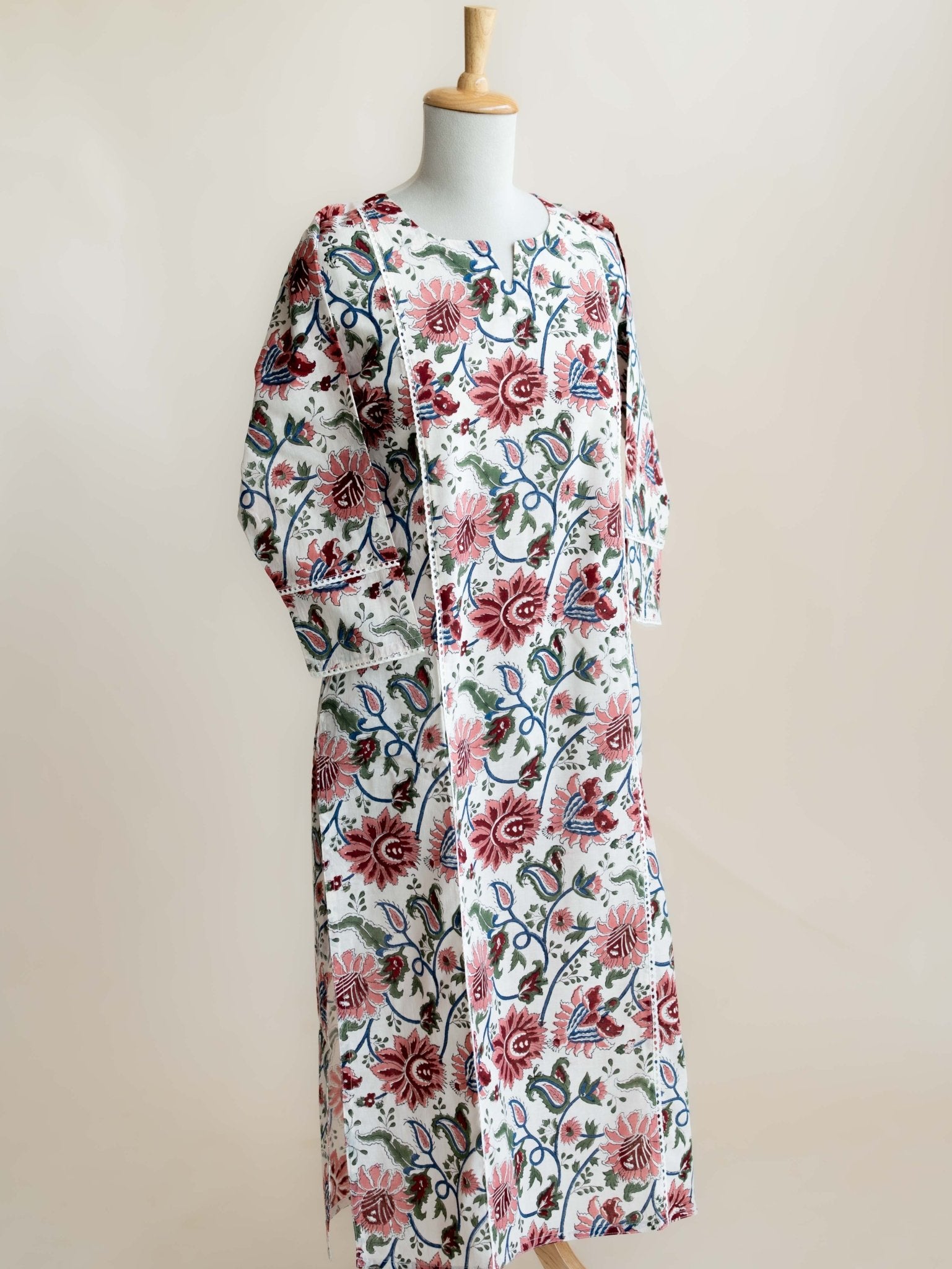 Raksha Cotton Block Printed Straight Kurta - AINA