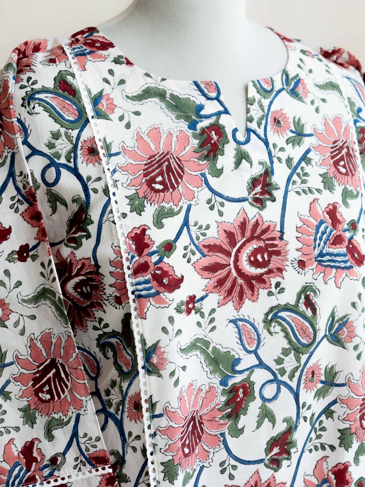 Raksha Cotton Block Printed Straight Kurta - AINA