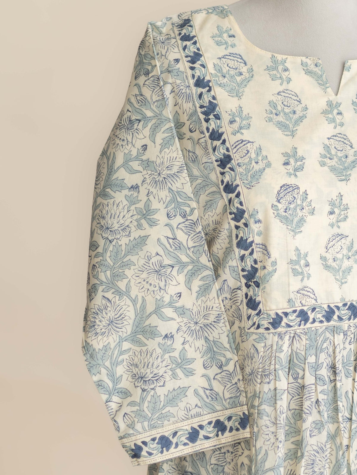 Ramla Cotton Block Printed A-Line Suit Set - AINA