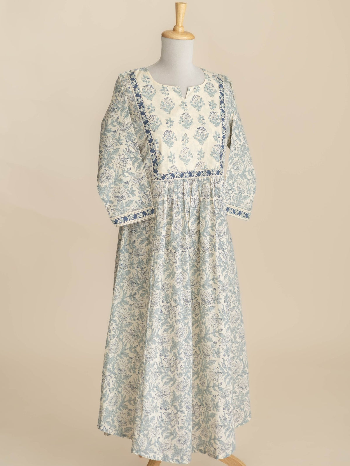 Ramla Cotton Block Printed A-Line Suit Set - AINA