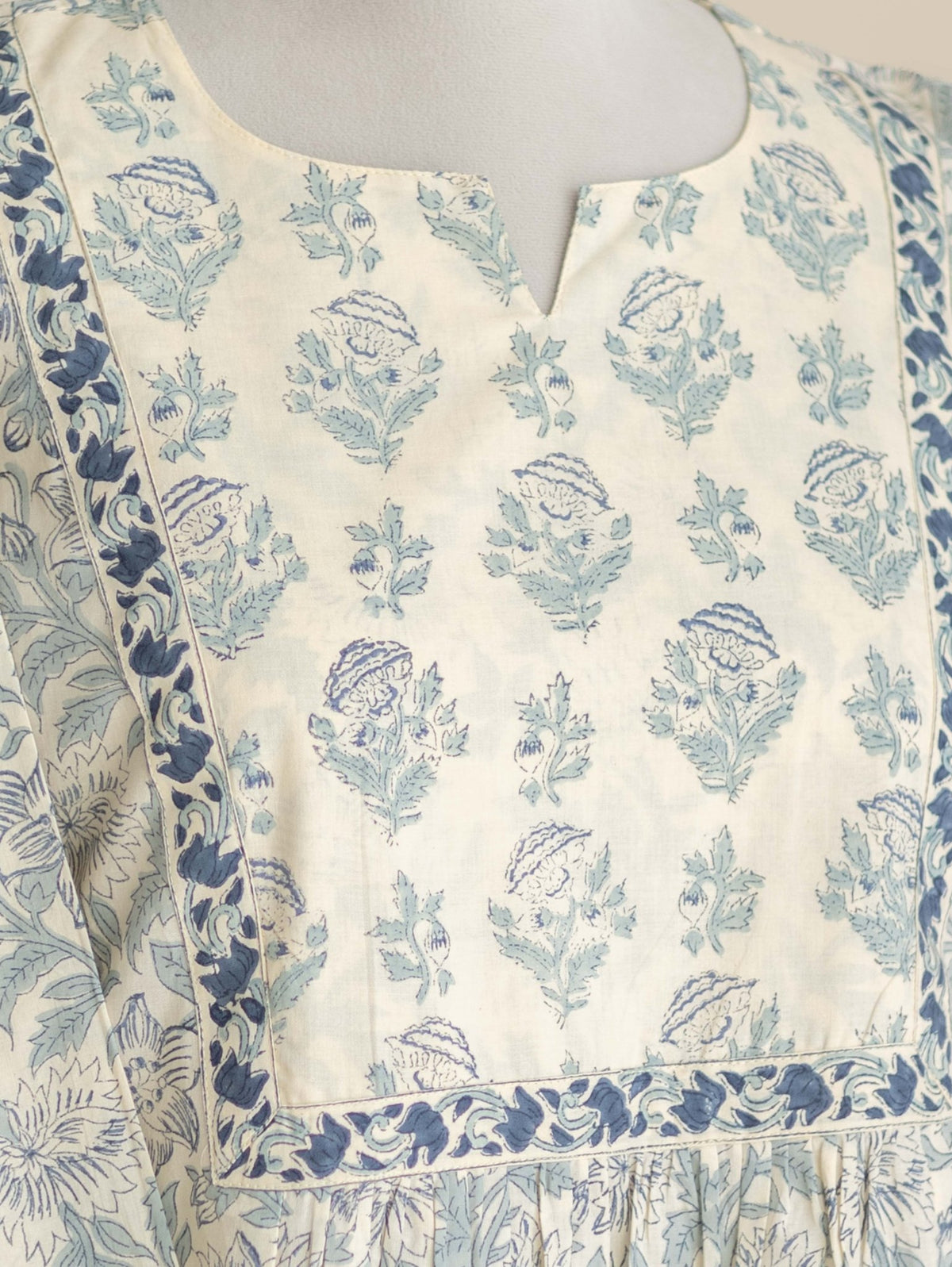 Ramla Cotton Block Printed A-Line Suit Set - AINA