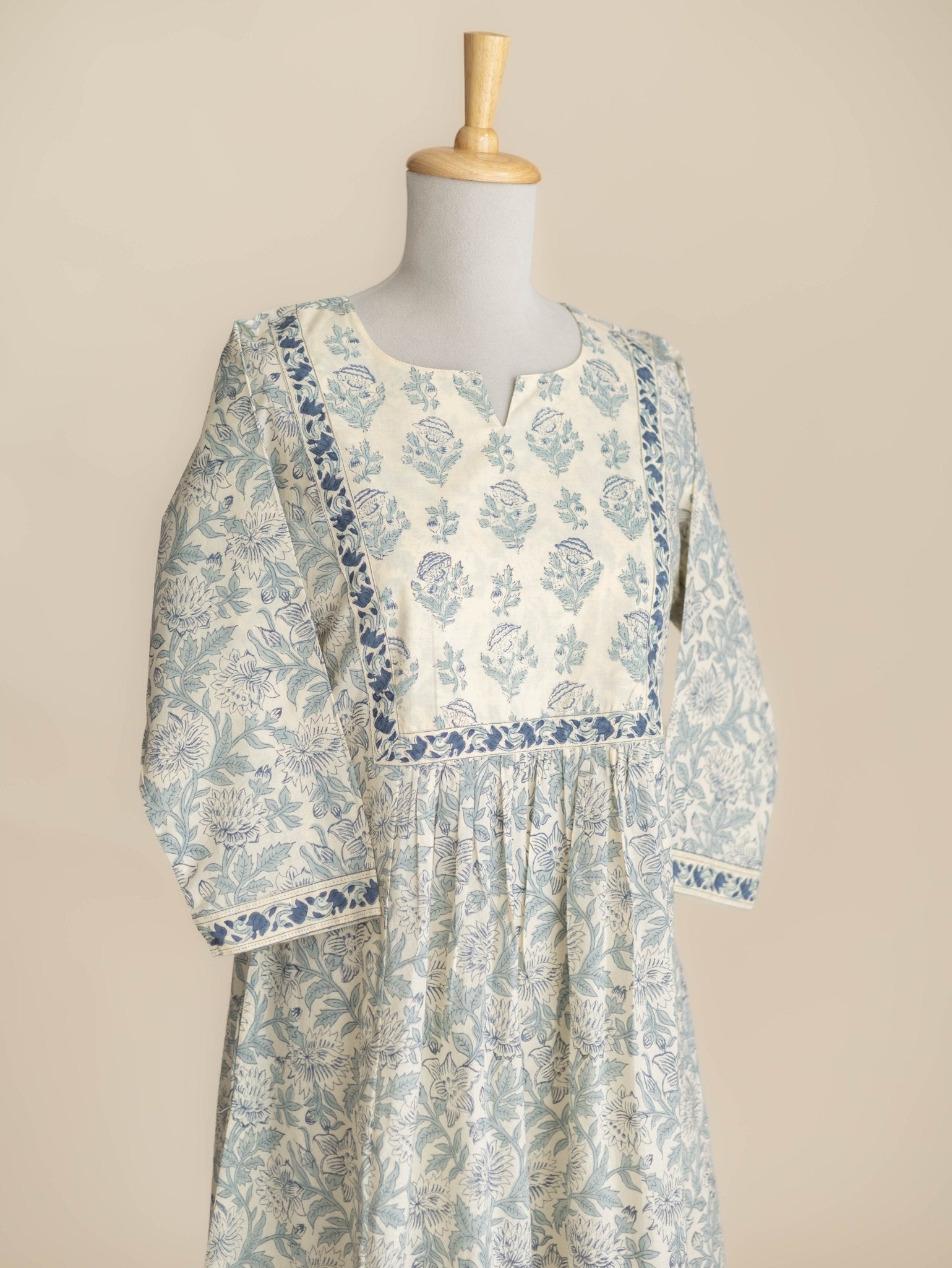 Ramla Cotton Block Printed A-Line Suit Set - AINA