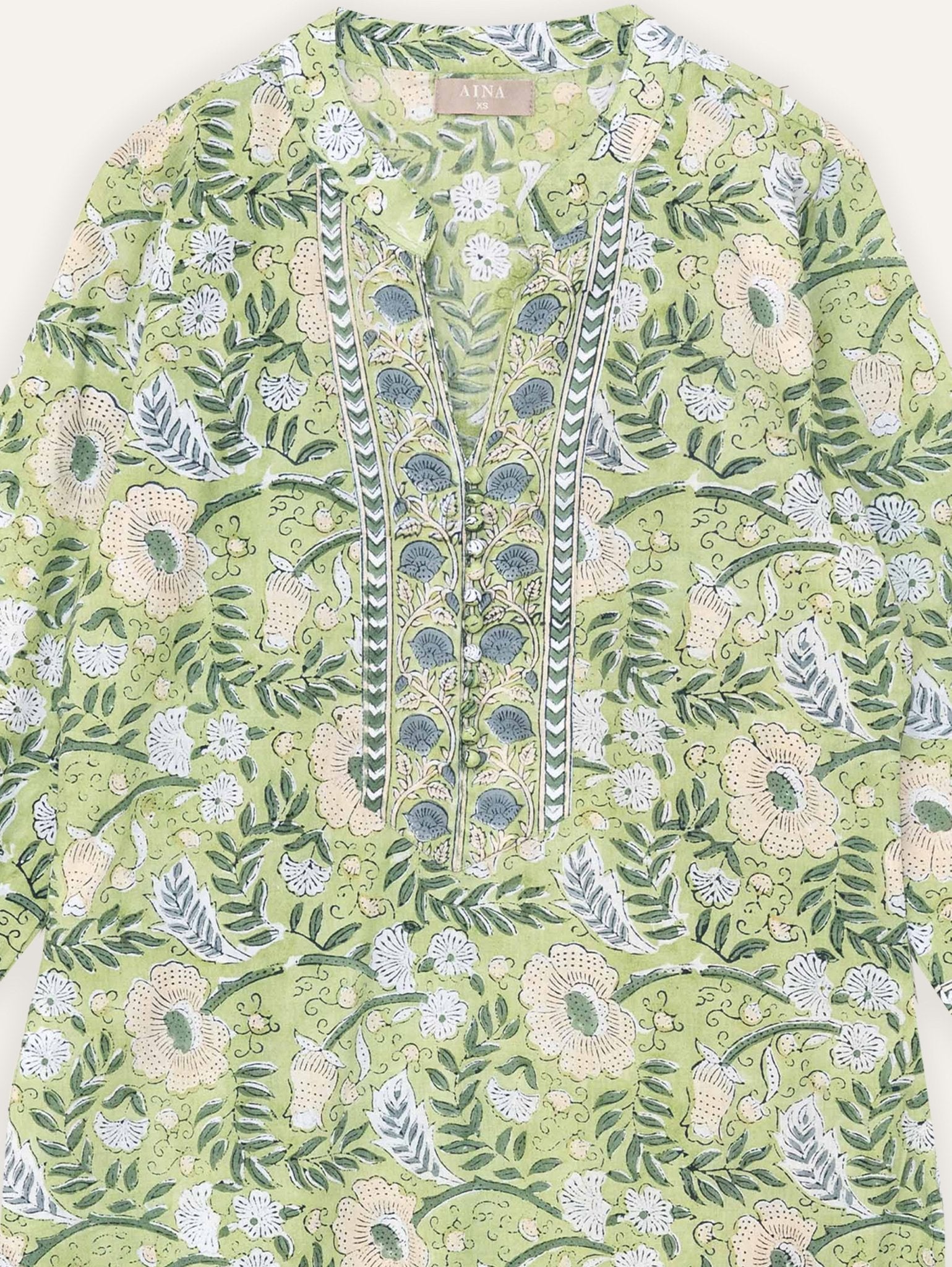 Ramya Cotton Block Printed Straight Kurta - AINA