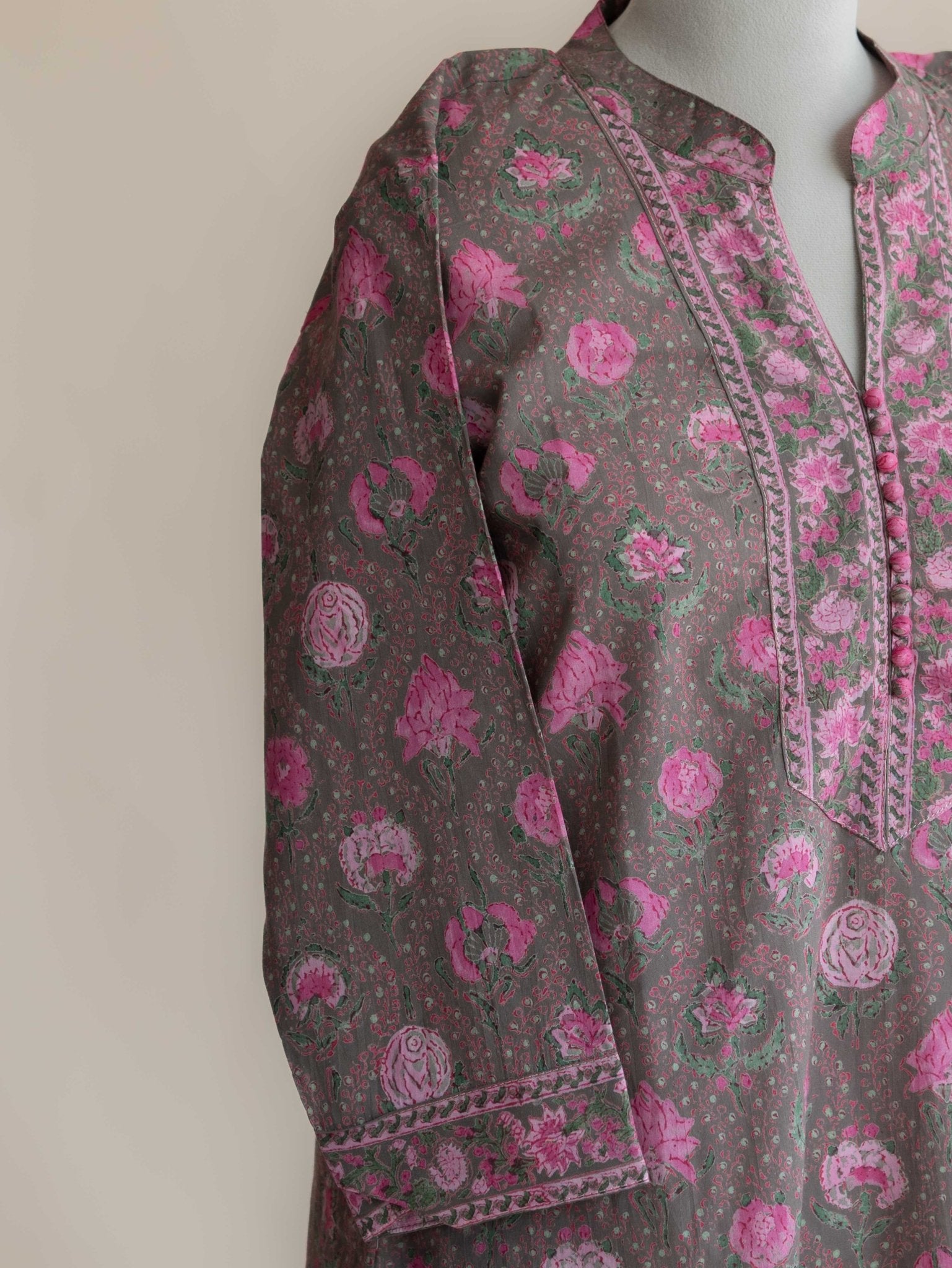 Raniya Cotton Block Printed Straight Kurta - AINA