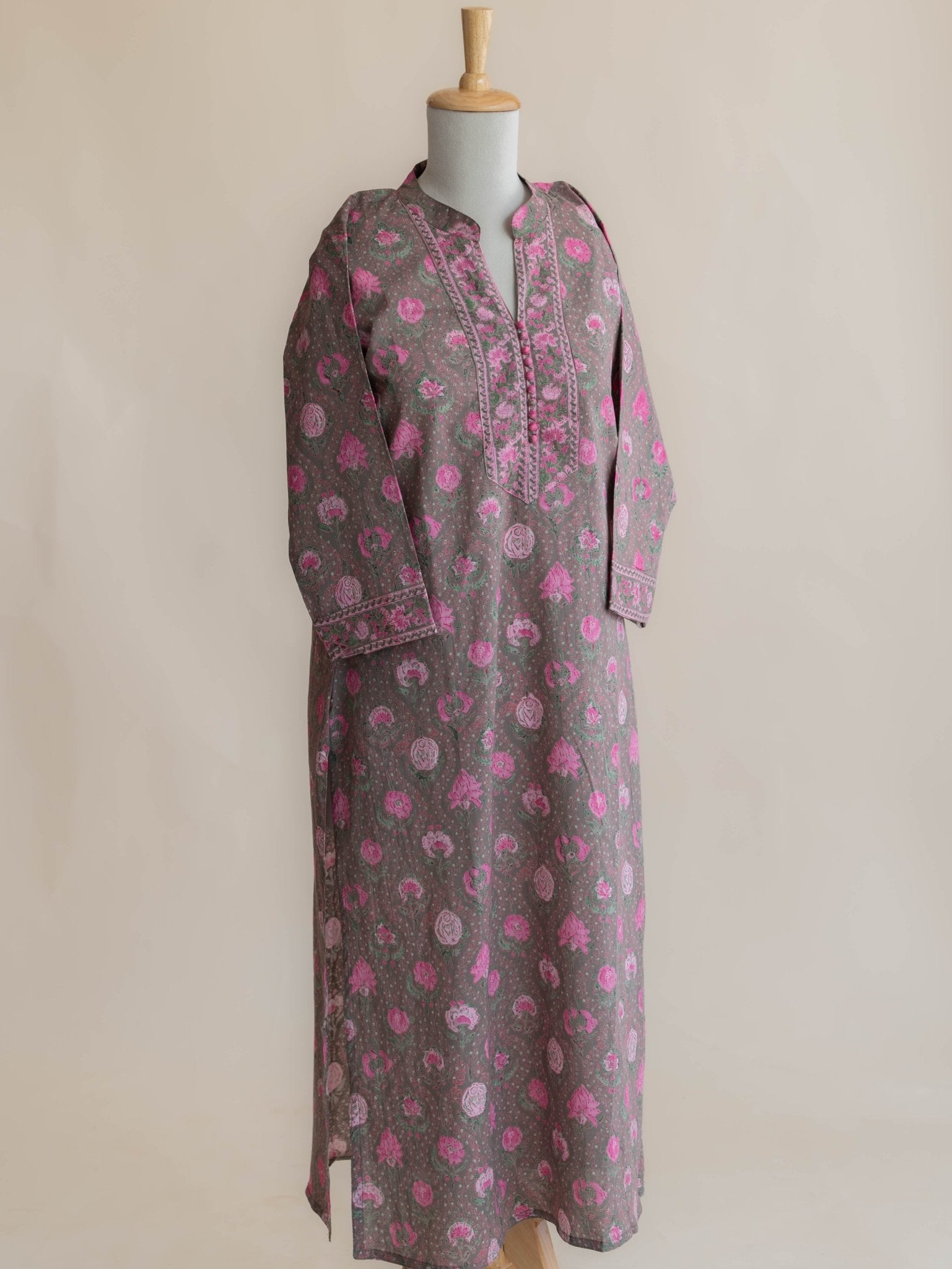 Raniya Cotton Block Printed Straight Kurta - AINA