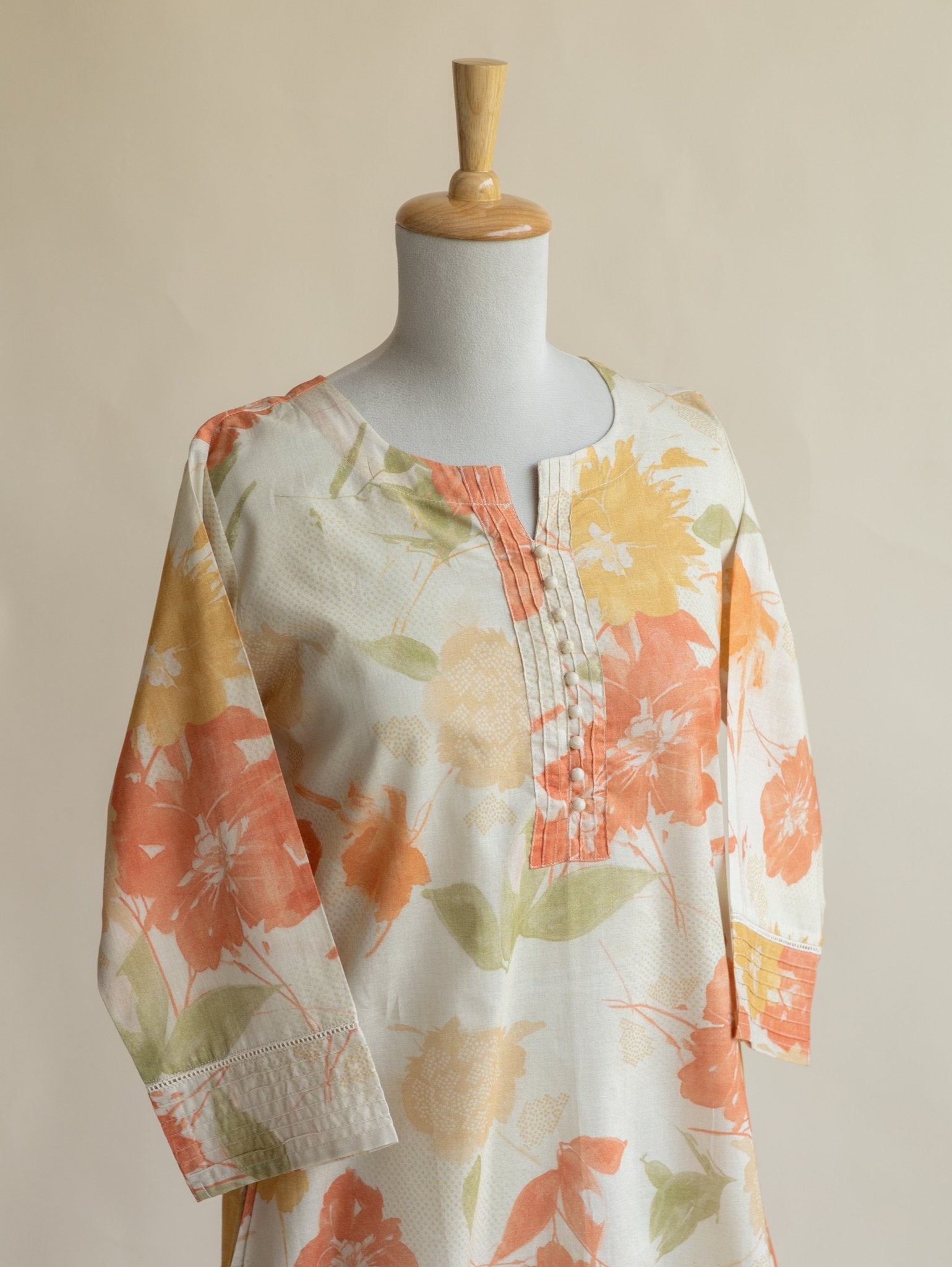 Rasya Cotton Printed A - Line Kurta - AINA