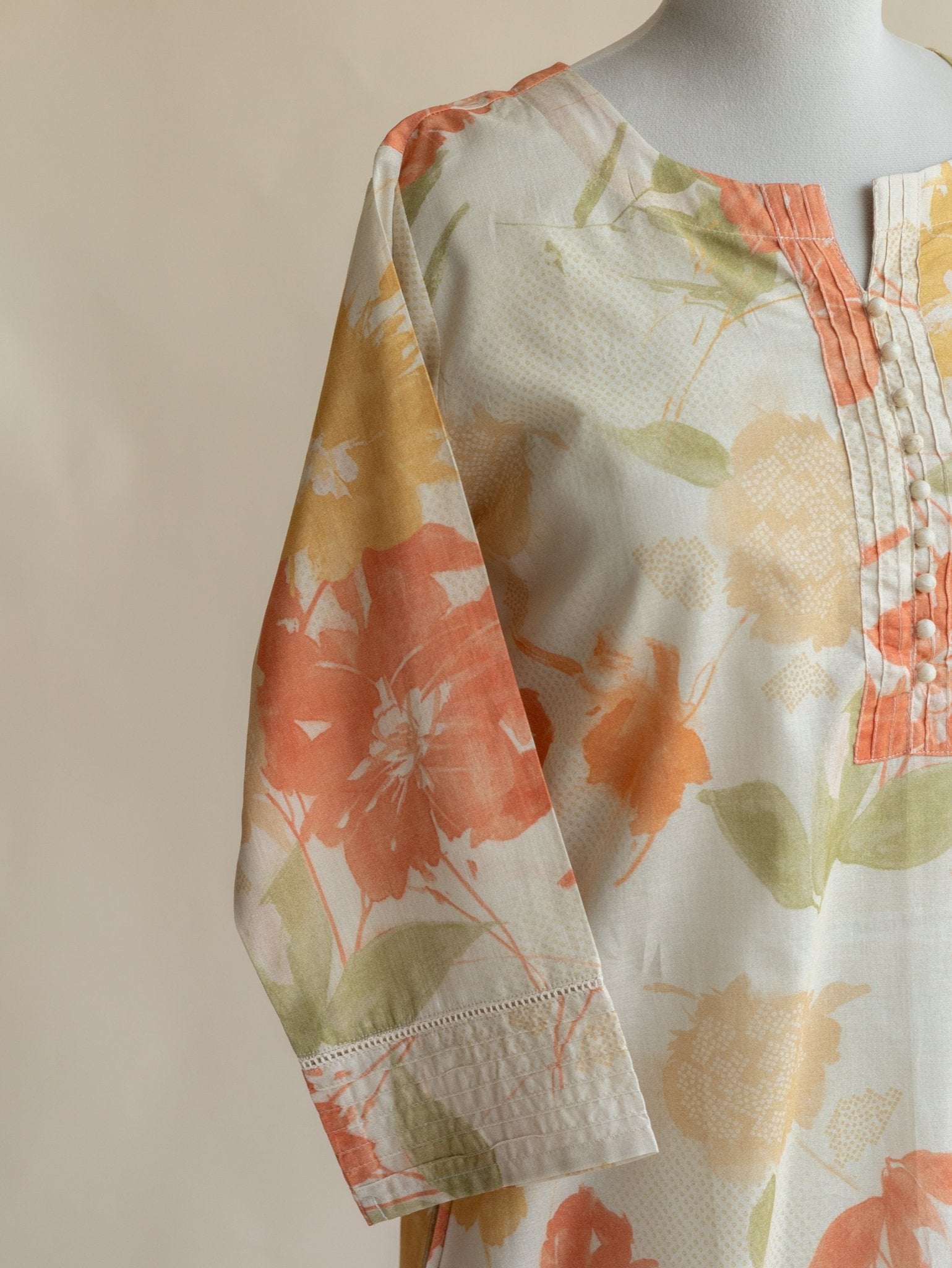 Rasya Cotton Printed A - Line Kurta - AINA