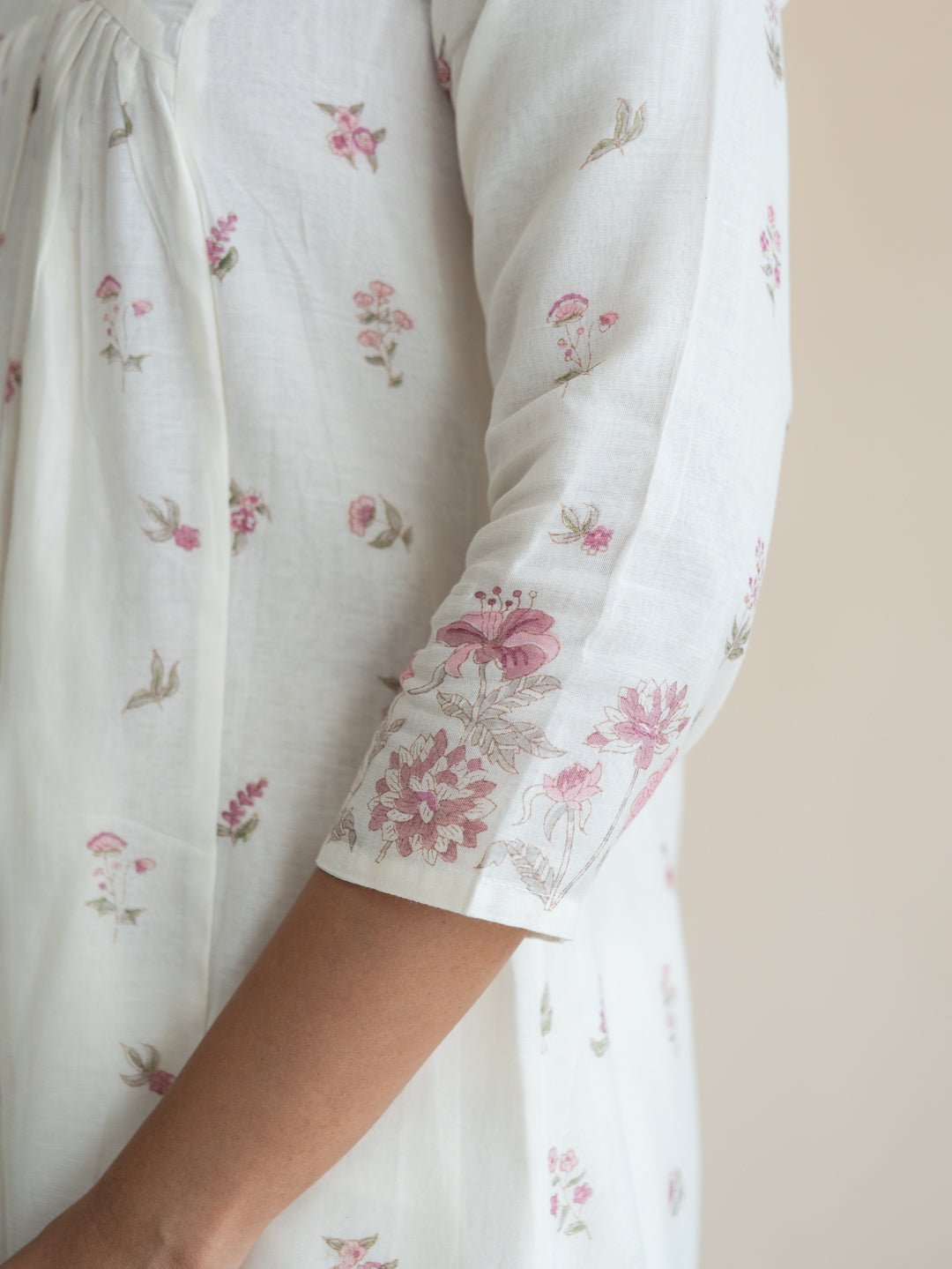 Rayla Chanderi Block Printed A-Line Kurta - AINA