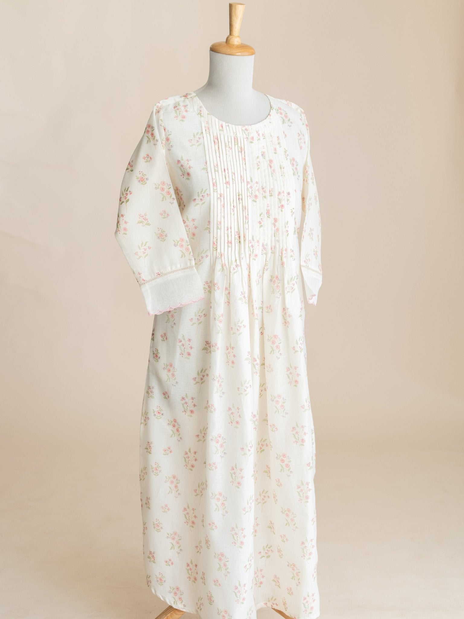 Rayna Chanderi Block Printed A - Line Suit Set - AINA