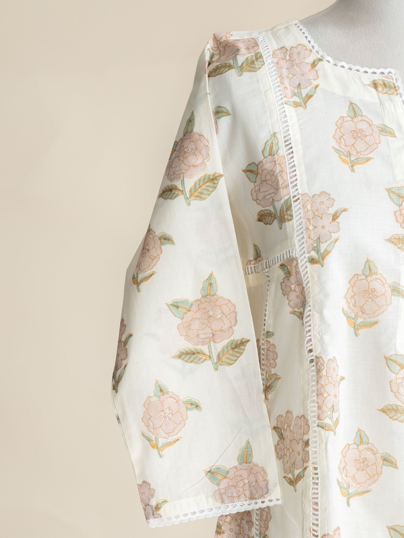 Razmi Cotton Block Printed A-Line Kurta - AINA